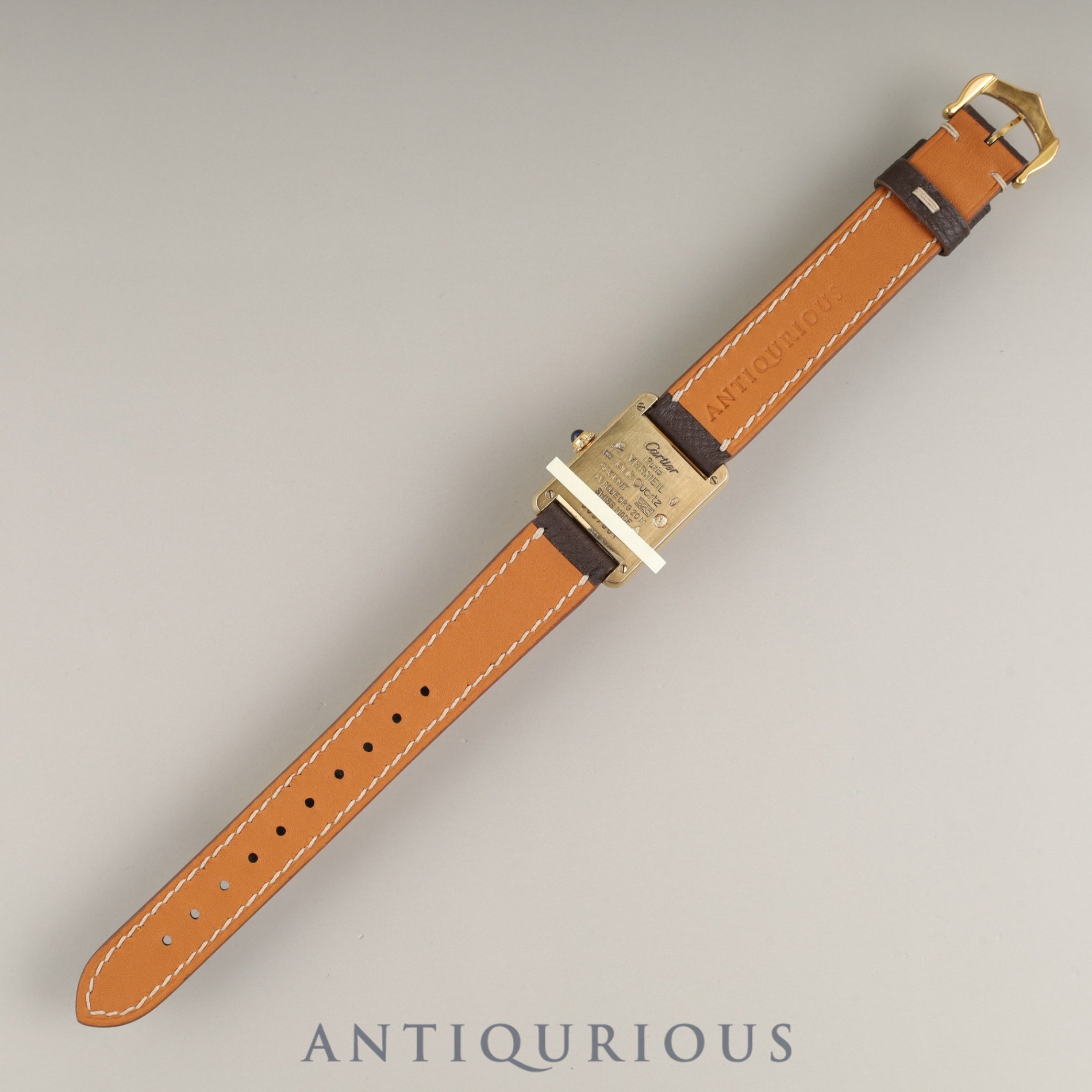 Cartier Must Tank SM W10030353/5057001 Quartz Caliber 057 SV925 Leather Straight Roman Dial with Genuine GP Buckle Box Overhauled