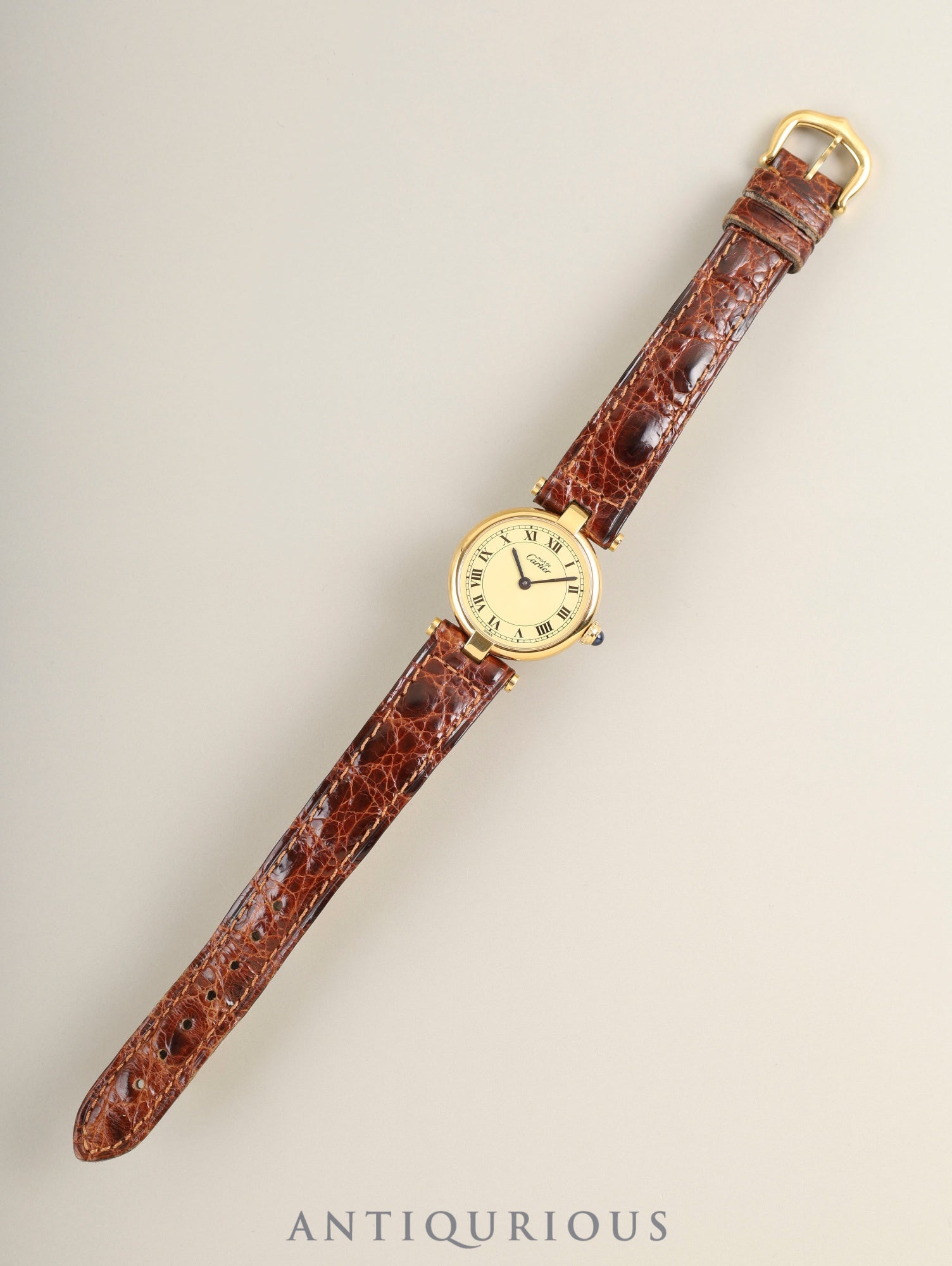 カルティエ マスト ヴァンドーム VLC SM 590004 クォーツ Cal.90 SV925 純正革ベルト 純正尾錠(GP)アイボリーローマン文字盤 箱 冊子 保証書(1994年)オーバーホール済み