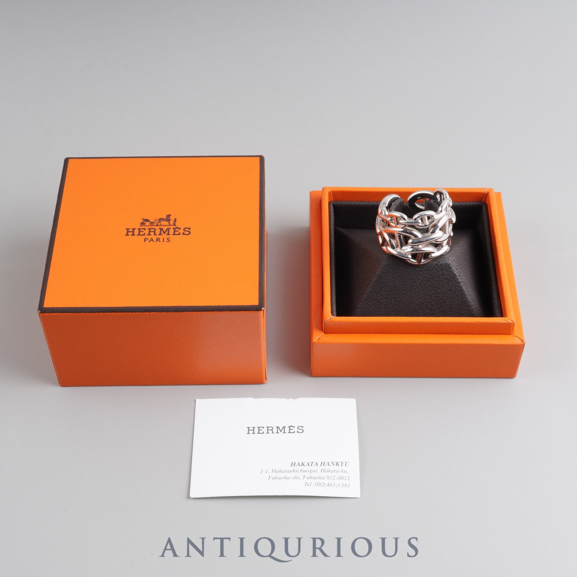 Hermes Ring Chaine d'Ancre Enchaine GM Sterling Silver #57 Box Card (2024) 23 Years Old