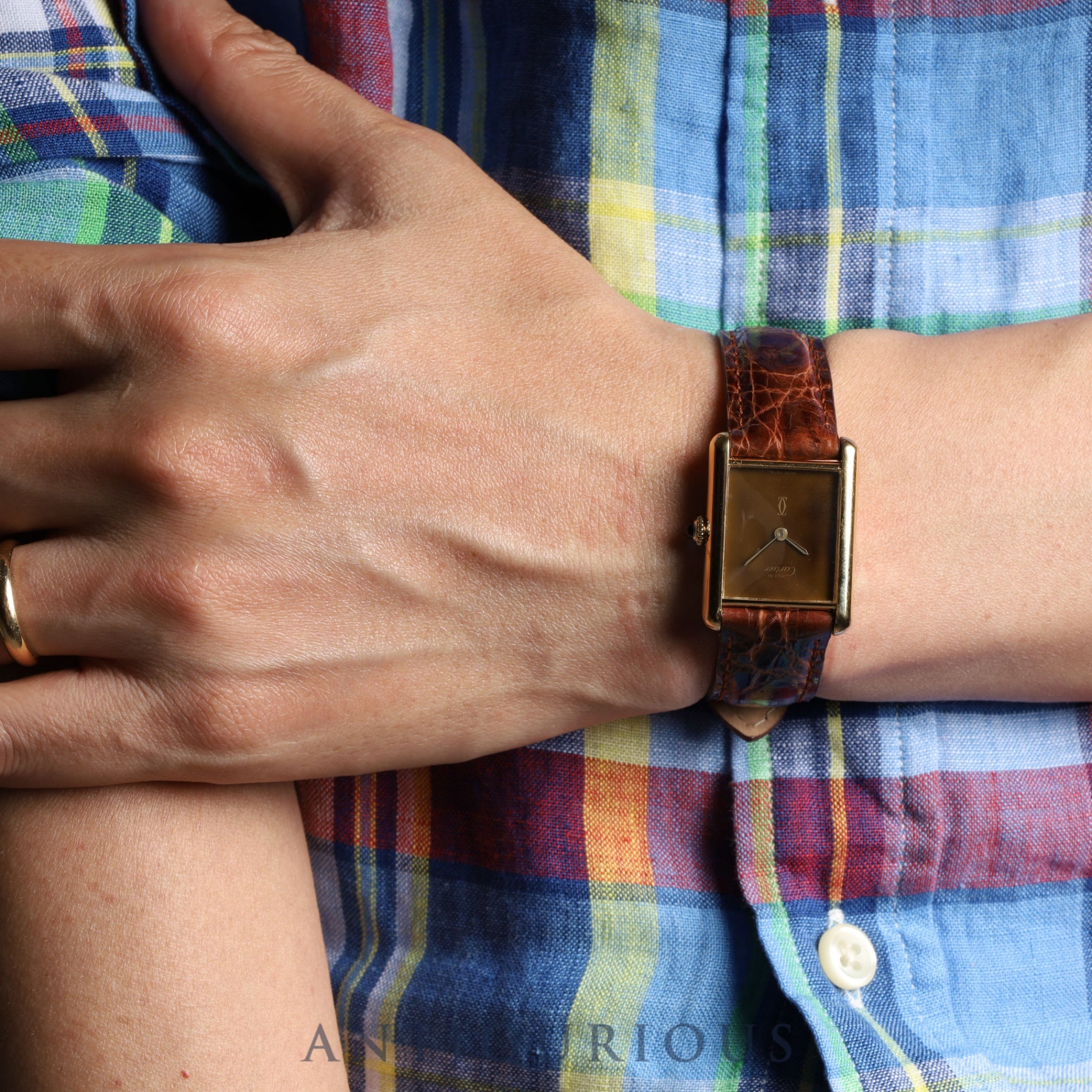 Cartier Must Tank LM Manual winding 925 Leather Genuine buckle (GP) Brown mahogany dial 1983 International lifetime warranty Cartier boutique complete service
