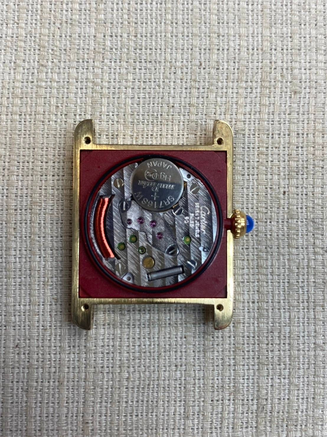 Cartier Must Tank LM QZ Cal.90 W1005654 / 590005 SV925 Leather Genuine Buckle (GP) Opalan Dial Box