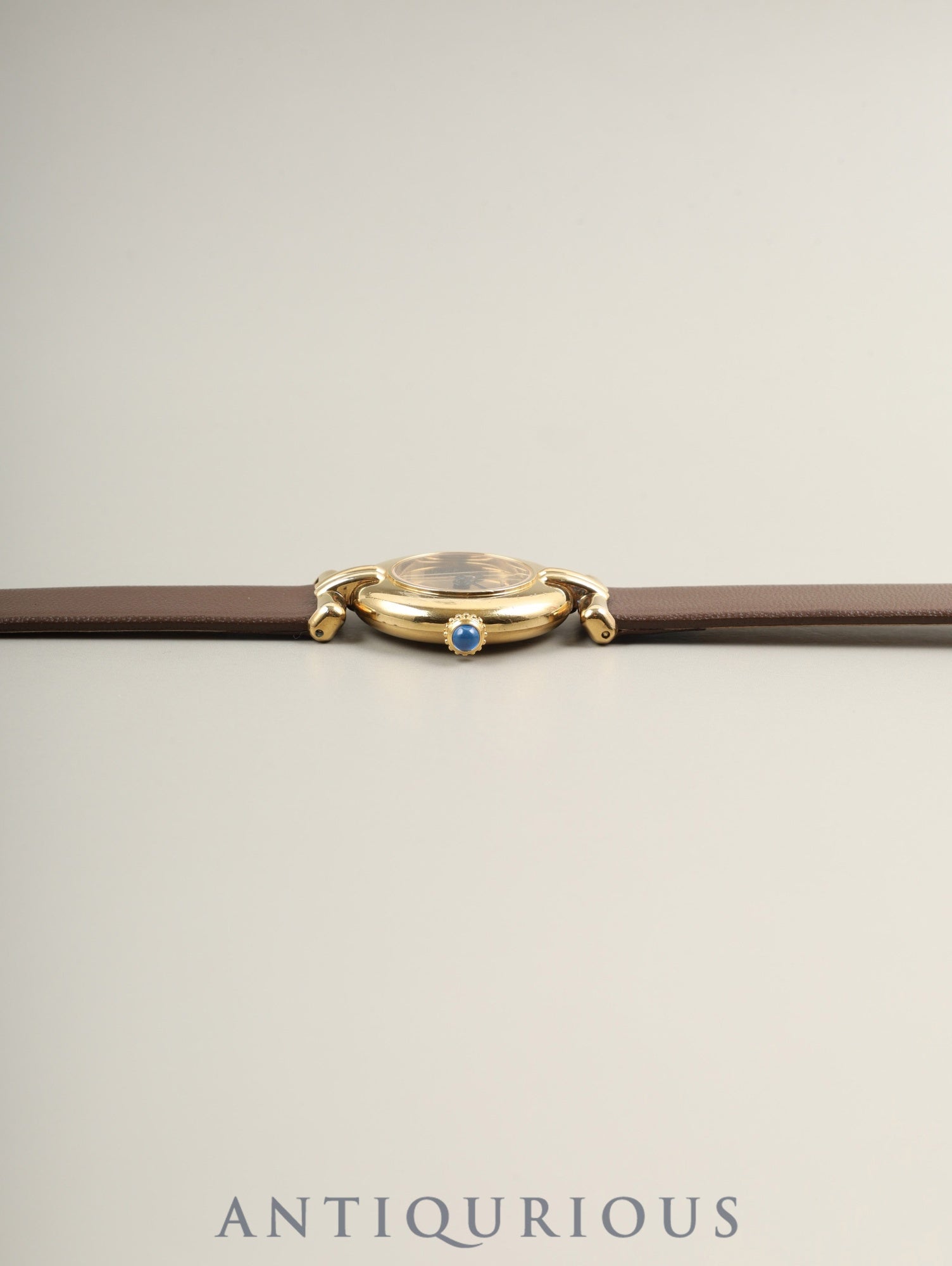 カルティエ マストコリゼ 590002 クォーツ Cal.90 SV925 革 純正ピンバックル(GP)ゴールド文字盤 オーバーホール済み