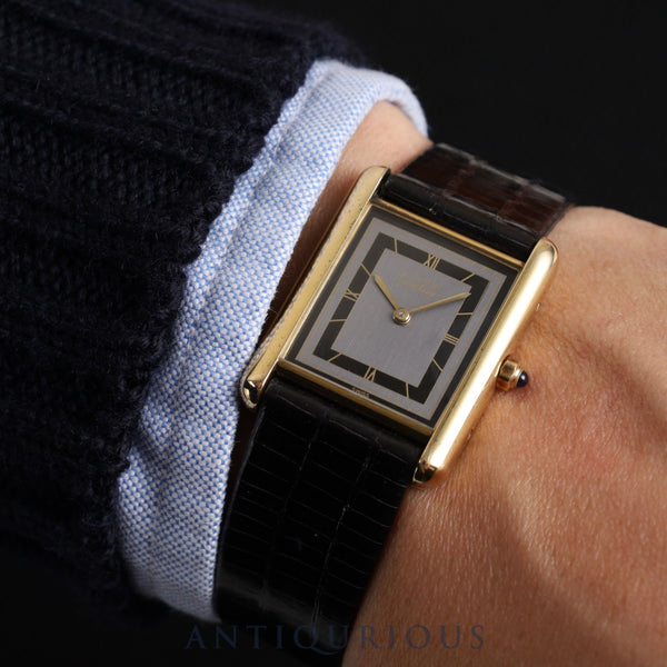 Cartier Must Tank LM 6 81006 Quartz Cal.81 SV925 Leather Genuine Buckle Grey Roman Dial Overhauled