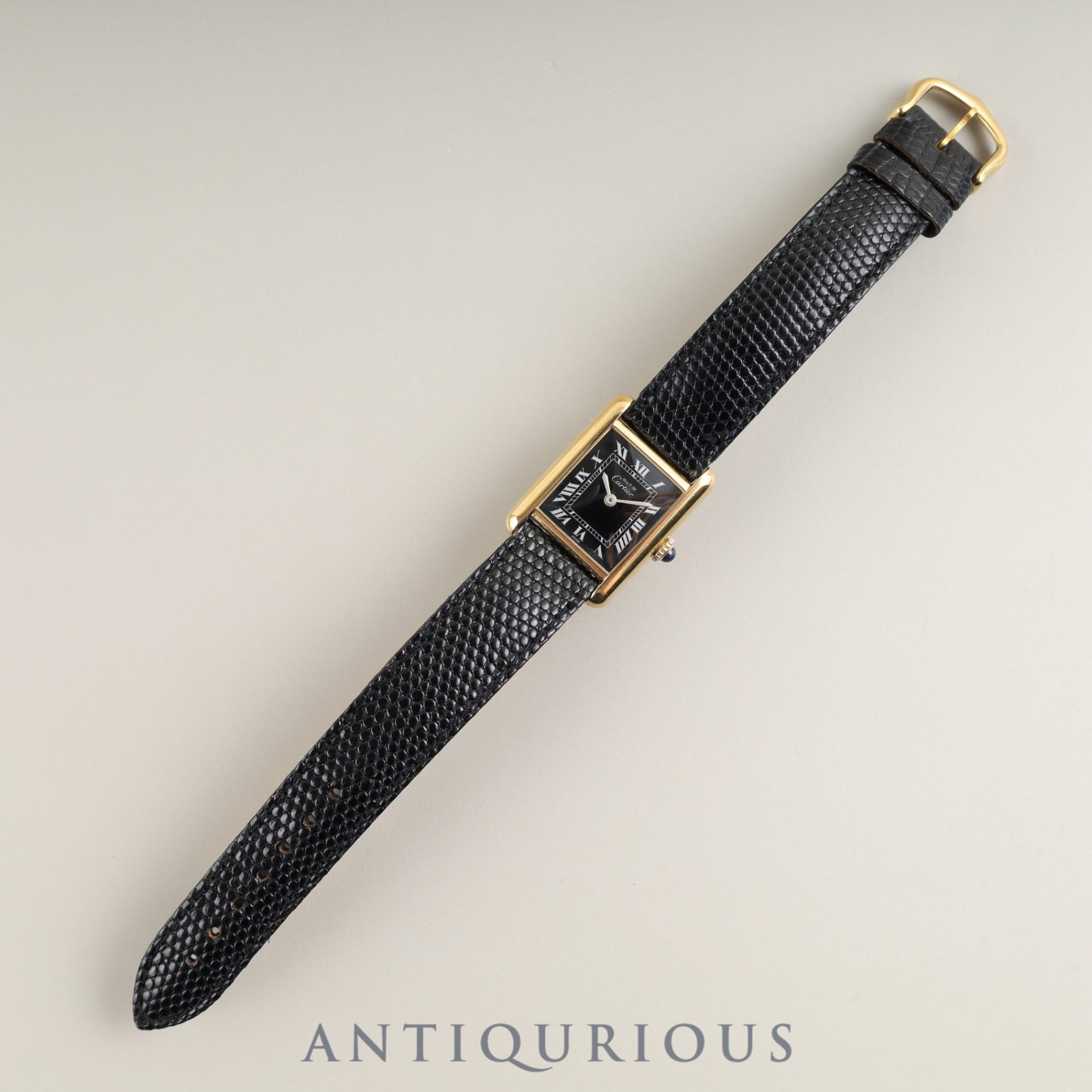 カルティエ マストタンク SM 手巻き Cal.78-1 SV925 純正革ベルト 純正尾錠(GP) ブラックローマン文字盤 オーバーホール済み