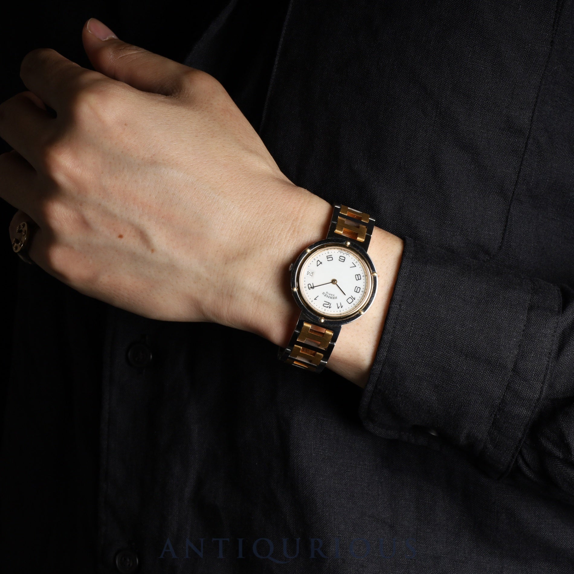 Hermes Clipper 48 03 Quartz SS/GP SS/GP White Dial Overhauled