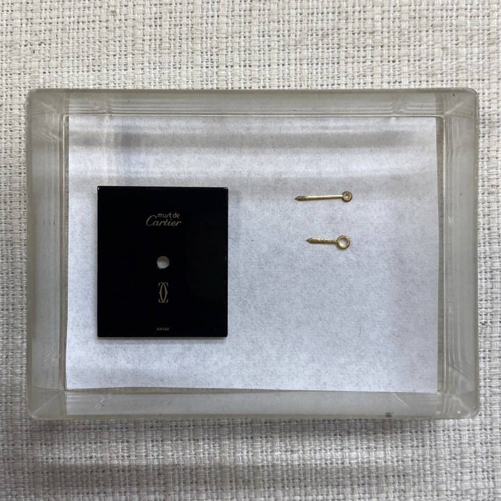 カルティエ マストタンク LM 手巻き Cal.78-1 SV925 革 純正尾錠(GP)ブラックオニキス文字盤 オーバーホール済み 新品仕上げ済み