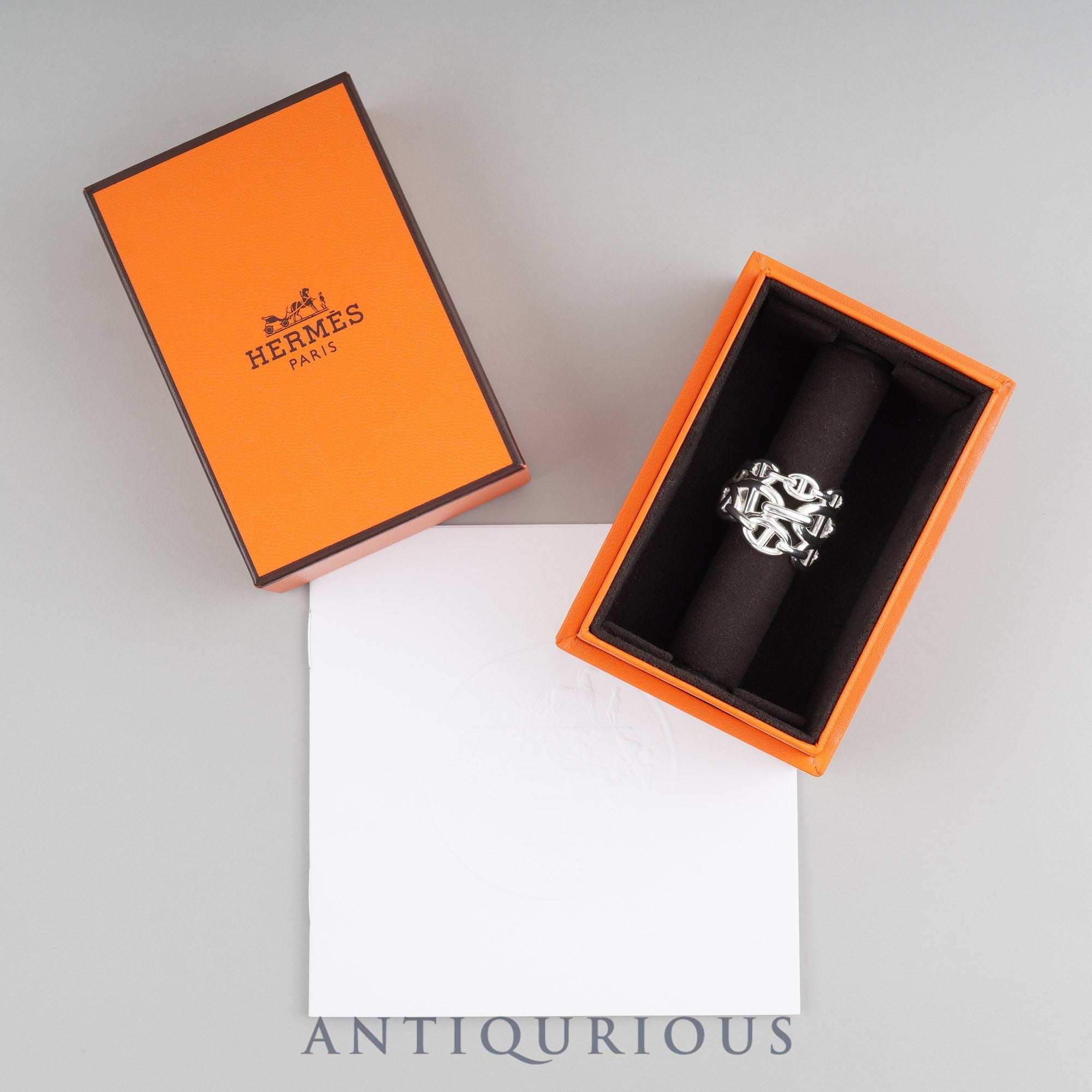 Hermès Chaine d'Ancre Enchaine Ring, GM, SV925, #59, Approx. Size 18-18.5, Box, Warranty (June 2025), 24 Years of Inscription