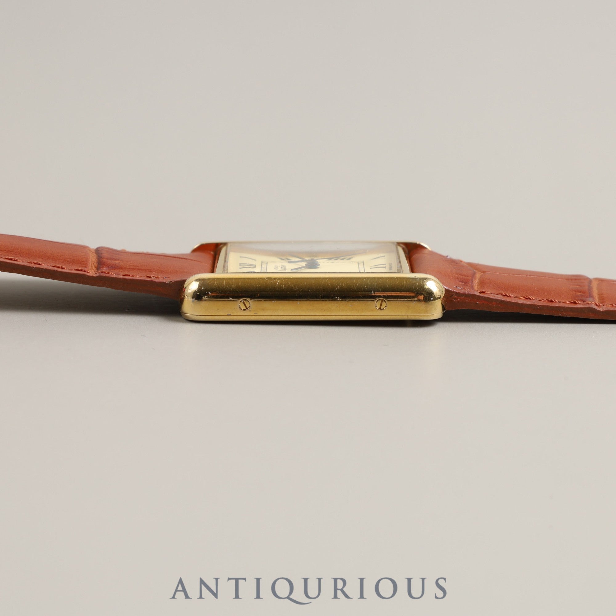 Cartier Must Tank GM (XL) Date QZ SV925 Leather Genuine Buckle (GP) Ivory Dial Box Overhauled
