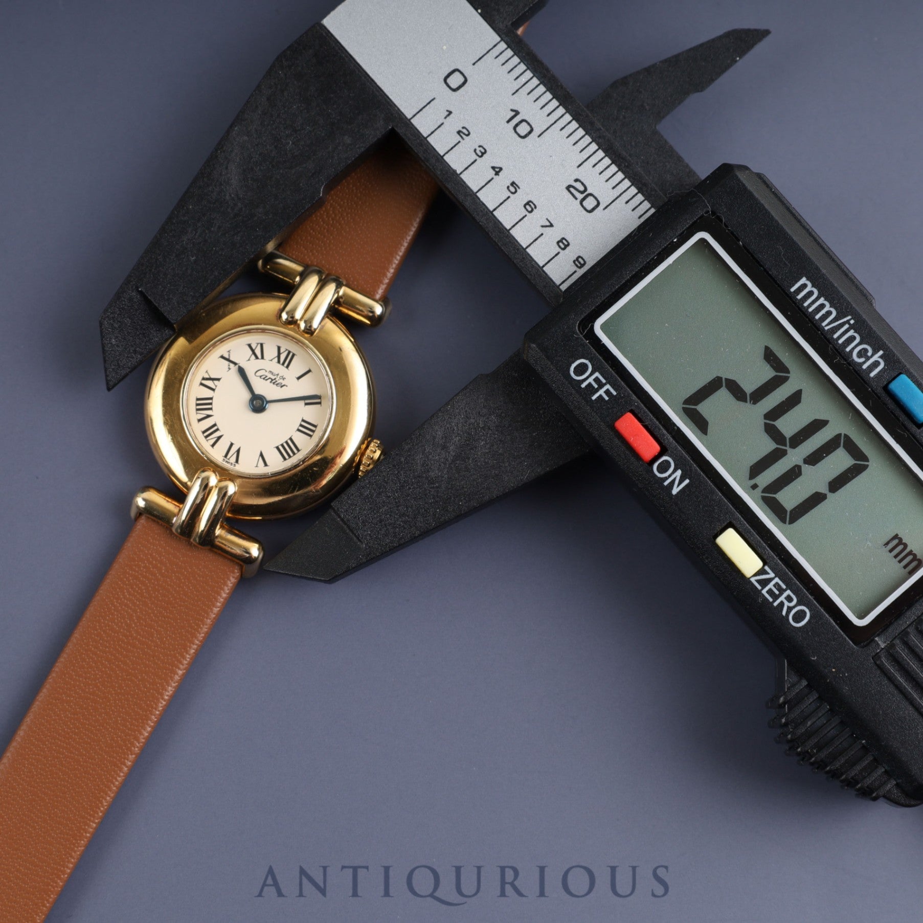 Cartier Must Colisee 590002 Quartz SV925 Leather Genuine Buckle (GP) Ivory Roman Dial Overhauled