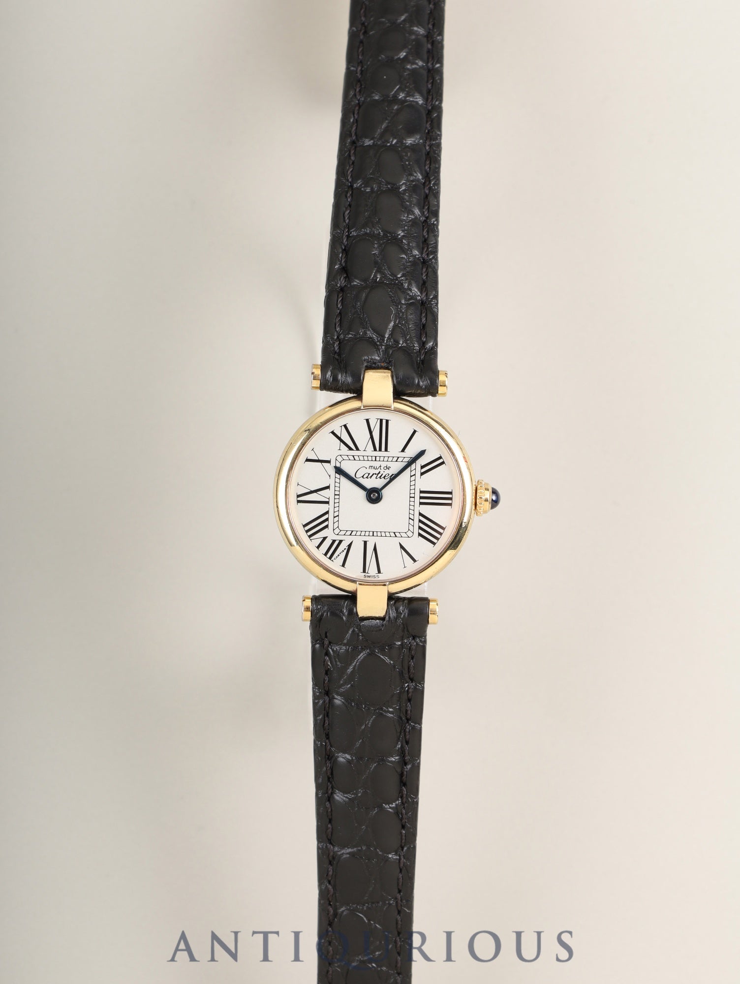 カルティエ マスト ヴァンドーム VLC SM 590004 クォーツ Cal.90 SV925 革 純正Dバックル(GP)オパラン文字盤 オーバーホール済み