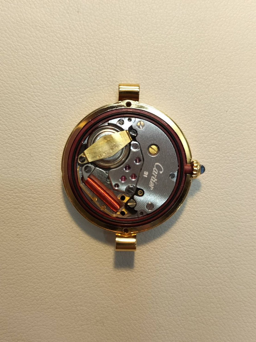 カルティエ マスト ヴァンドーム VLC SM クォーツ Cal.81 SV925 革 純正尾錠(GP) マホガニー文字盤(クラック) オーバーホール済み