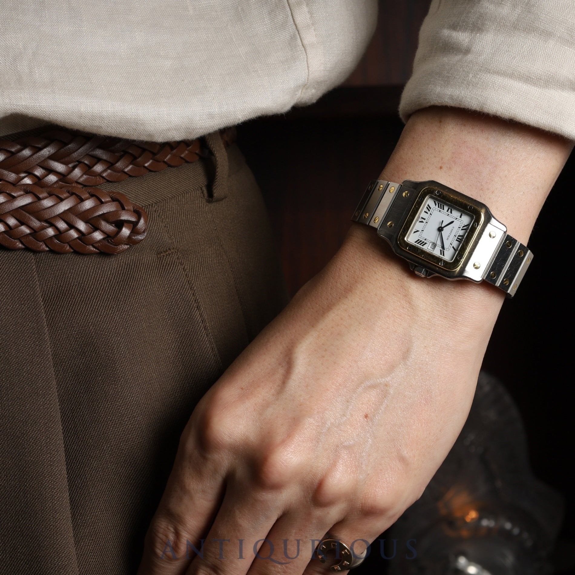 カルティエ サントス ガルベ LM AC23.80GR OR0.750 4.05GR / 2961 自動巻き Cal.2671 SS/YG SS/YG ホワイトローマン文字盤 オーバーホール済み