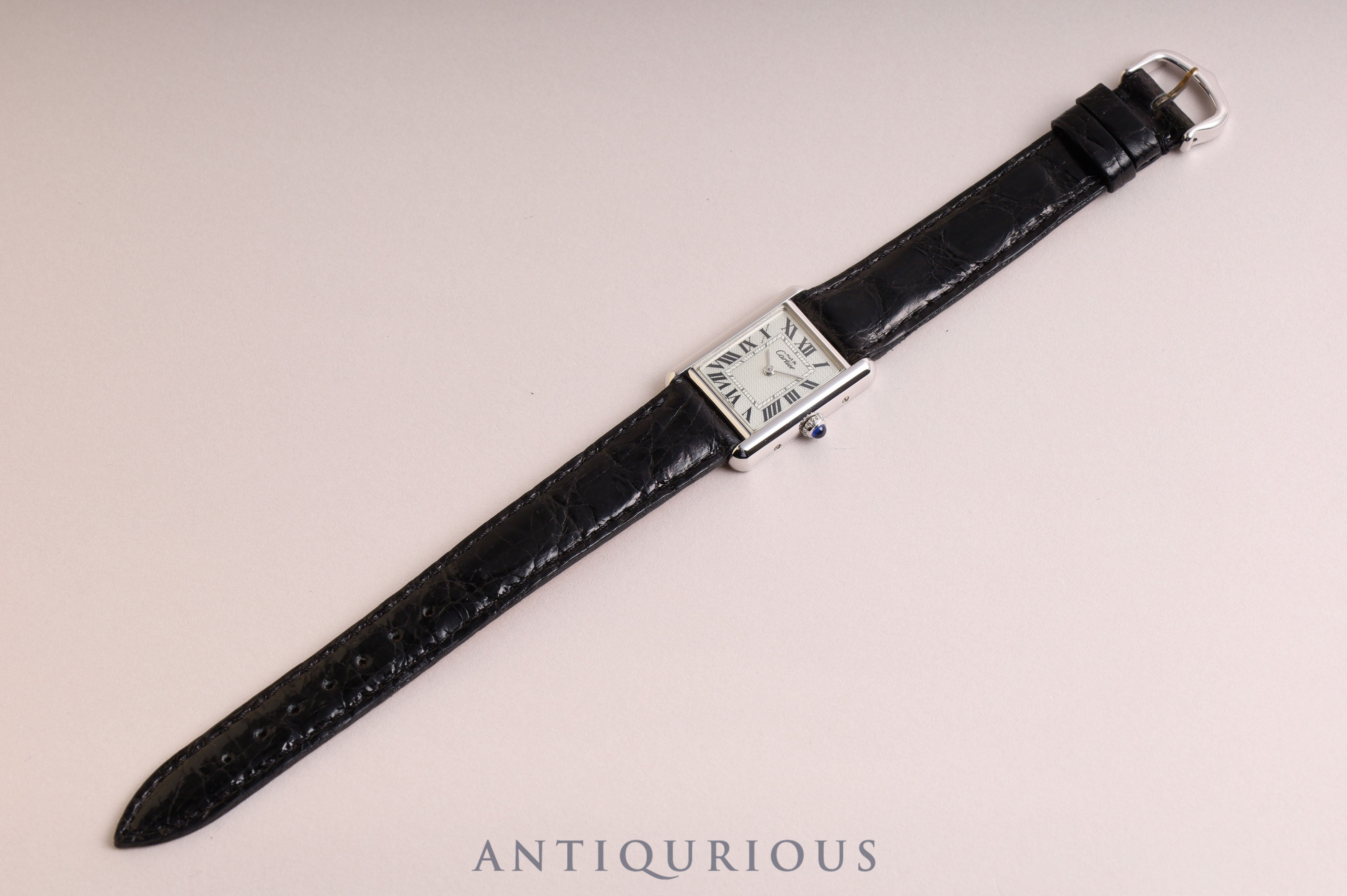 Cartier Must Tank MM QZ Silver Roman Dial 2416 Box and Warranty Card Included