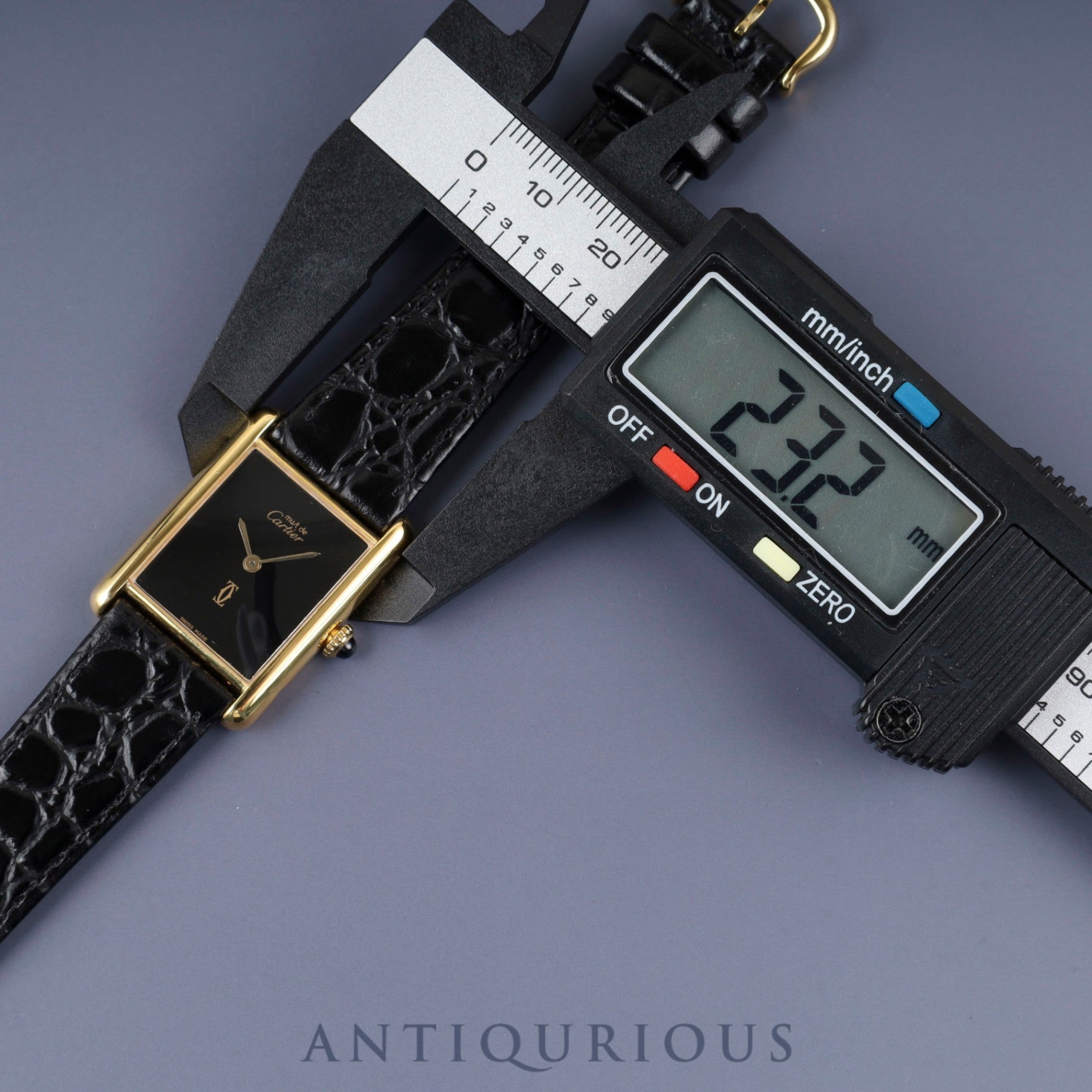 カルティエ マストタンク LM 手巻き Cal.78-1 SV925 革 純正尾錠(GP) オニキス文字盤 オーバーホール済み 新品仕上げ済み