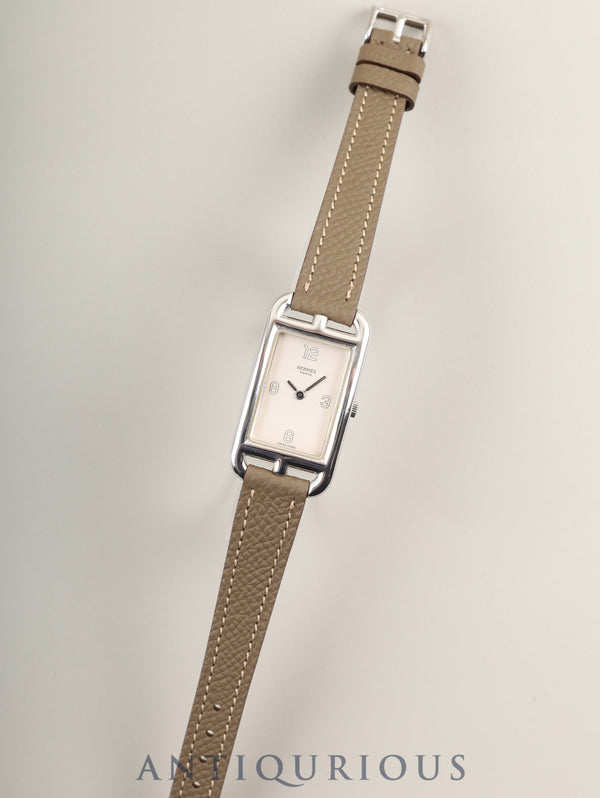 エルメス ナンタケット クォーツ Cal.976.001 SS 革 純正尾錠(SS) シルバー文字盤 オーバーホール済み