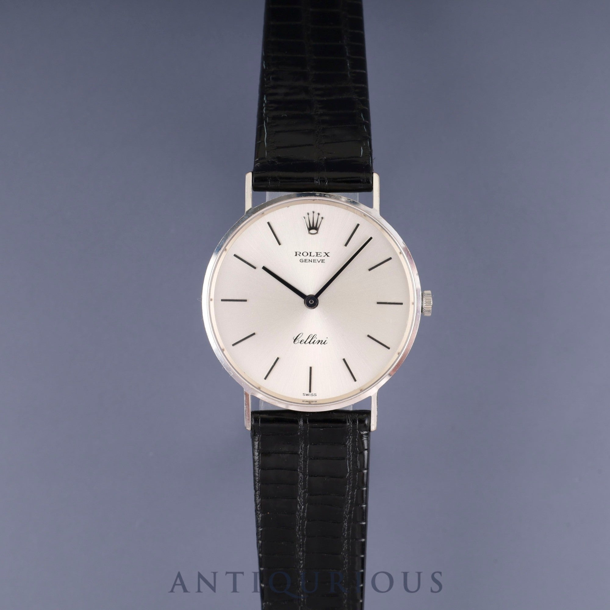 Rolex Cellini 3833, manual winding, Cal. 1600, 750 movement, leather, genuine stainless steel buckle, silver dial, no. 30 (1970), overhauled.