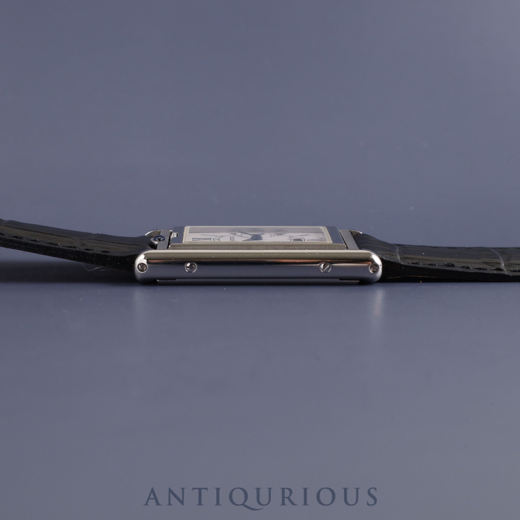 カルティエ タンク バスキュラント LM W1016055 / 2522 クォーツ SS 革 純正Dバックル(SS) ホワイトローマン文字盤 保証書(2002年)冊子 カルティエブティックコンプリートサービス済み ※ケースイニシャル裏彫り有り