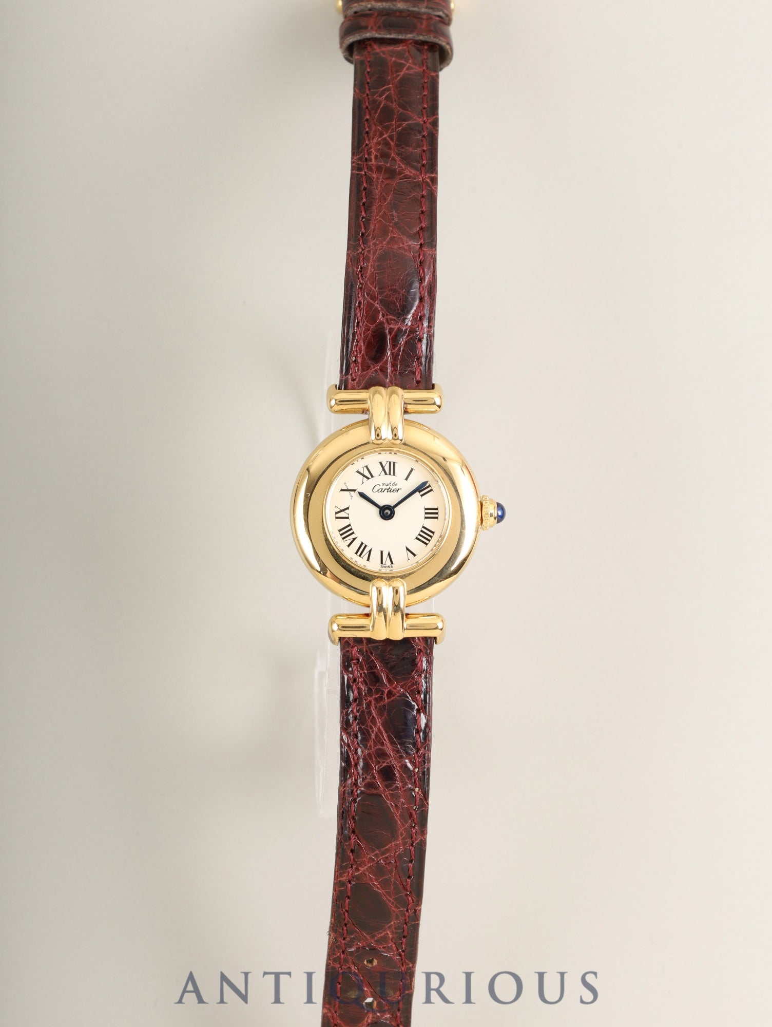 Cartier Must Colisée 590002 Quartz Cal.90 SV925 Original Leather Strap Original Pin Buckle (GP) Ivory Roman Dial (SWISS marking) Box Overhauled