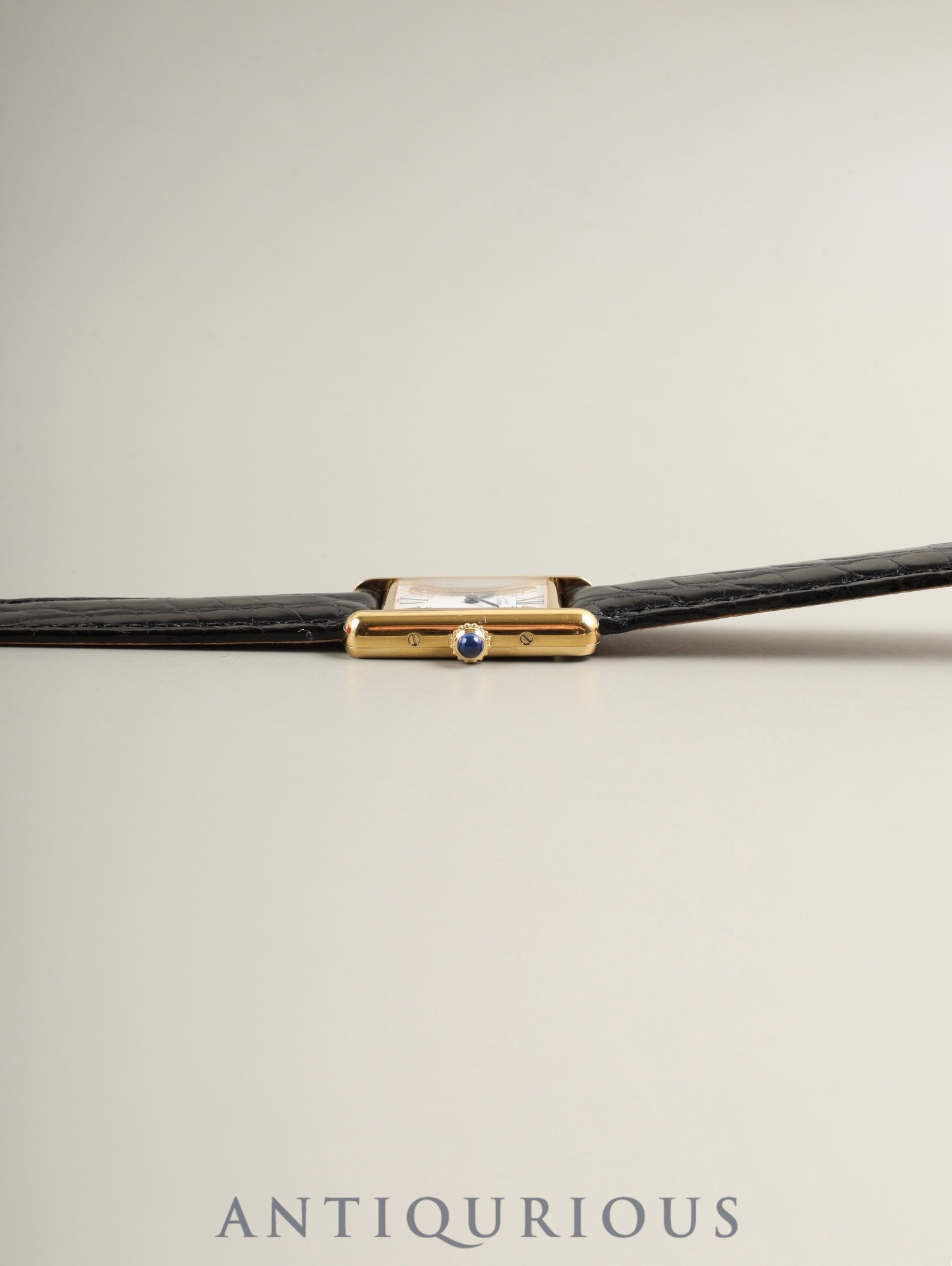 Cartier Must Tank SM 1613 Quartz Caliber 057 SV925 Leather Watch with Genuine D-Buckle (GP) and Side Trinity Dial (SWISS Markings), Circa 1982-1995, Box, Genuine Leather Strap, Overhauled