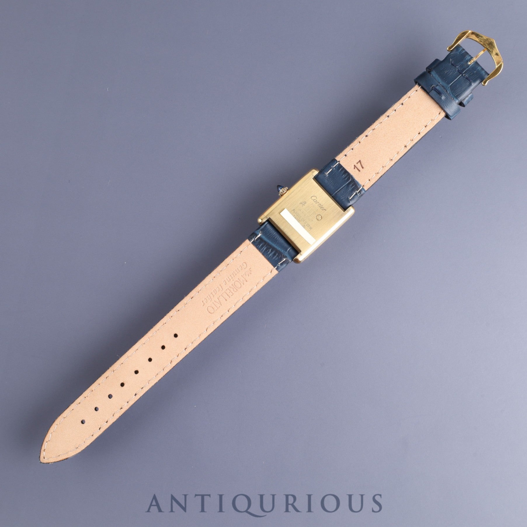 カルティエ マストタンク LM 手巻き Cal.78-1 SV925 革 純正尾錠(GP)ラピスラズリ文字盤 オーバーホール済み