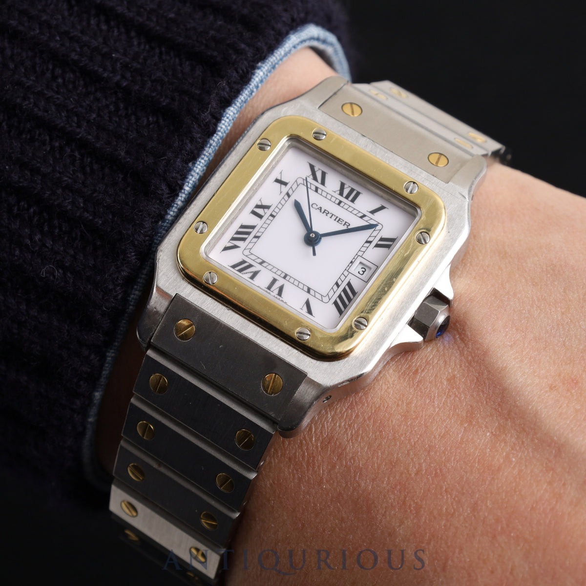 Cartier Santos Carre LM 81036288 / 2961 Automatic, Stainless Steel / Yellow Gold, White Roman Dial, Completely Serviced at a Cartier Boutique
