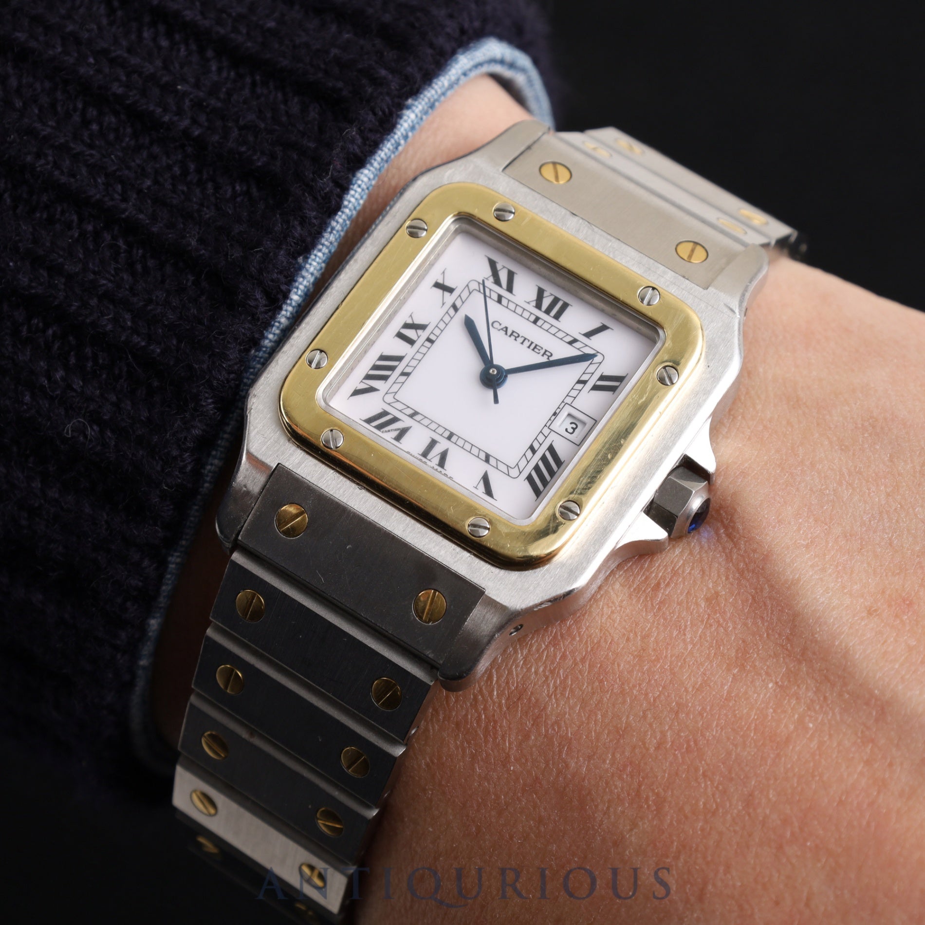 Cartier Santos Galbee LM 81036288 / 2961 Automatic SS / YG White Roman Dial Completely serviced at a Cartier boutique