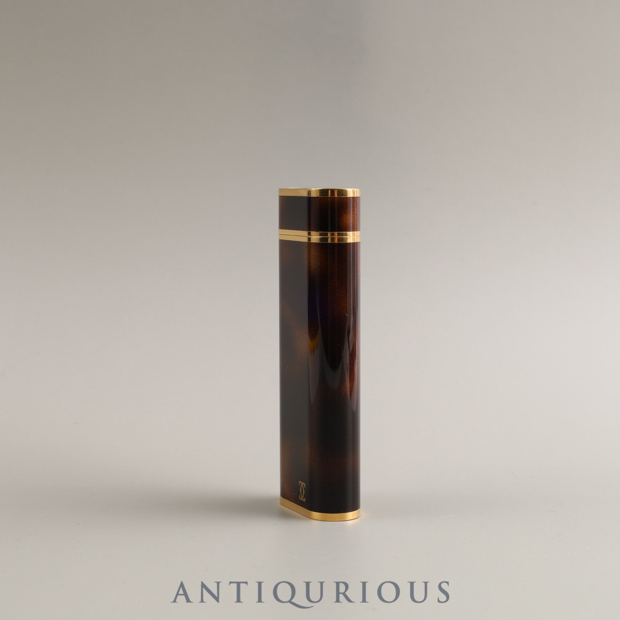 Cartier Lighter Oval Lacquer Marble Brown GP Box
