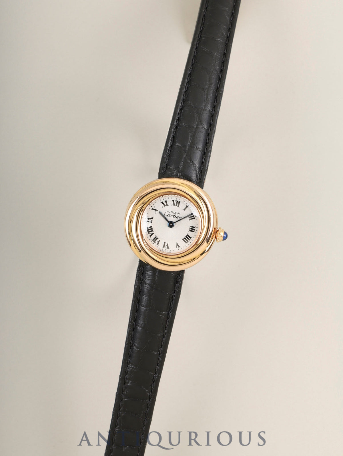 Cartier Must Trinity W1015045 / 2438 Quartz Cal.157 SV925 (PGP) Leather Genuine D-Buckle (GP) Silver Roman Dial Genuine Leather Strap Overhauled