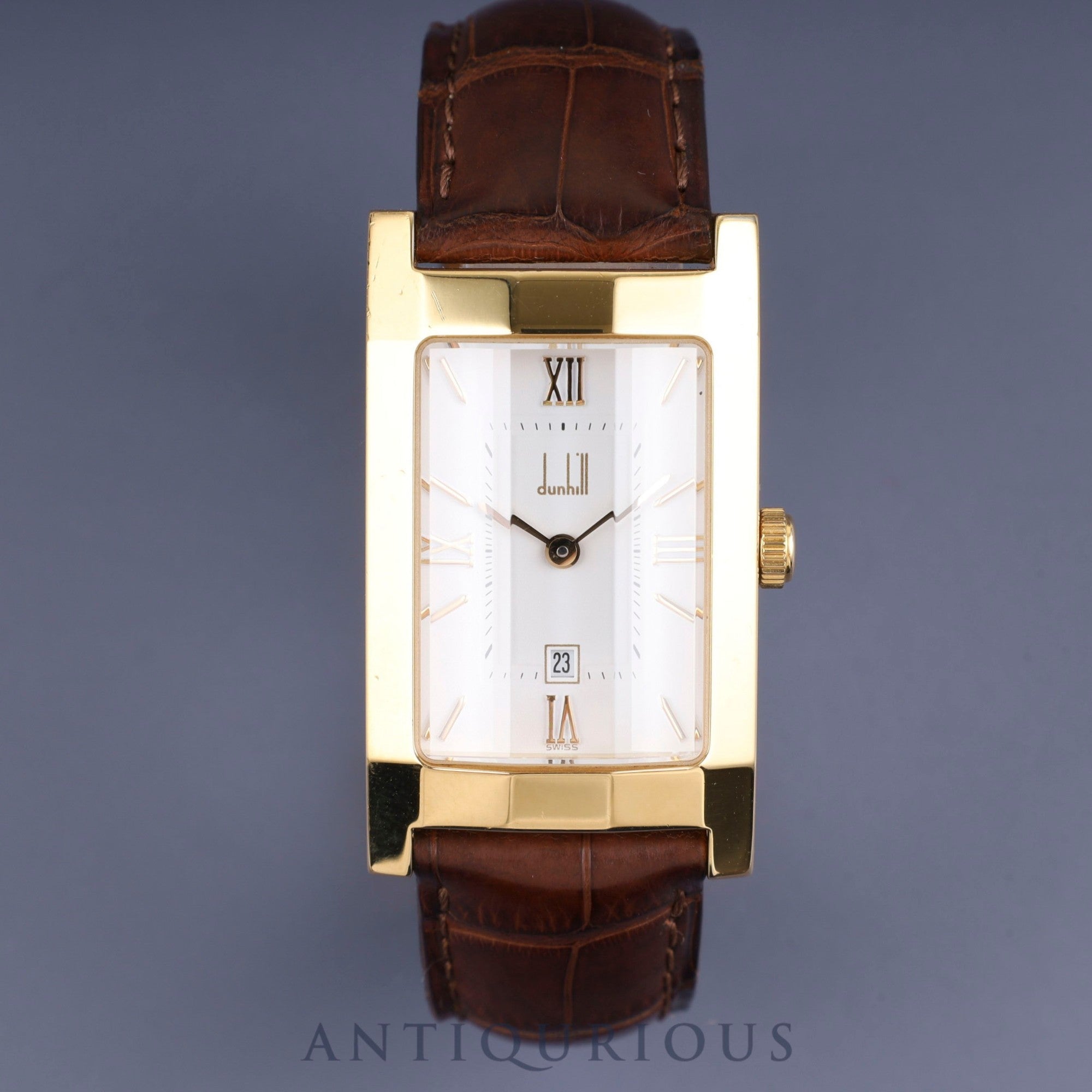 ダンヒル ダンヒリオン クォーツ GP 純正革ベルト 純正Dバックル(GP) ホワイト文字盤 箱 冊子 オーバーホール済み