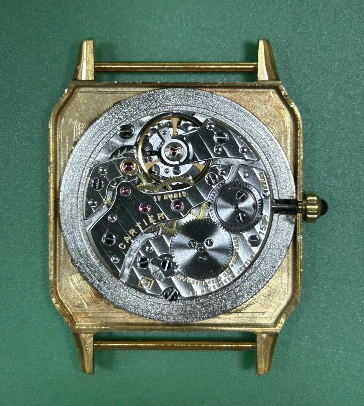 カルティエ サントス デュモン LM 9606 手巻き Cal.21 750 革 純正尾錠(GP)ホワイトローマン文字盤 オーバーホール済み