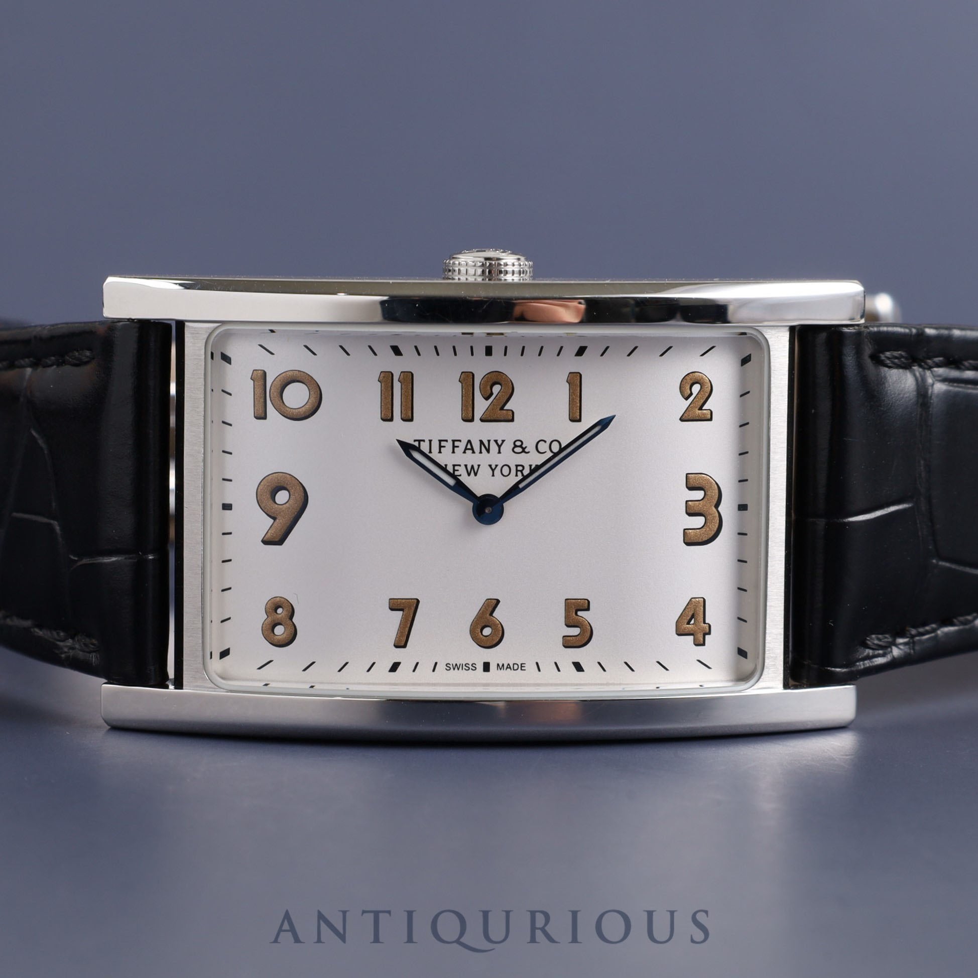 ティファニー イーストウエスト 37447102 クォーツ SS 純正革ベルト 純正バックル(SS)シルバー文字盤 サービスケース オーバーホール済み