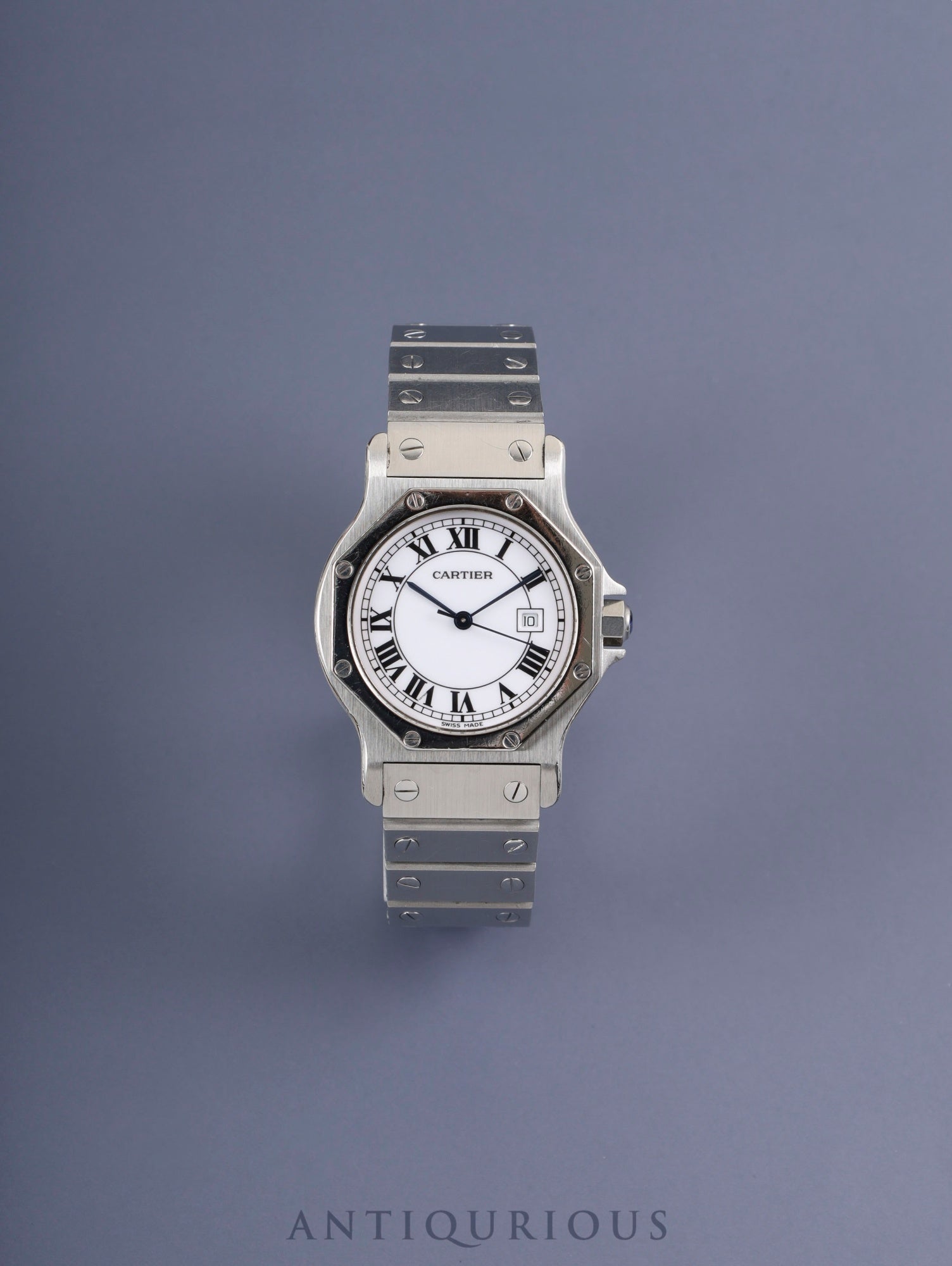 カルティエ サントス オクタゴン LM 2965 自動巻き SS SS ホワイトローマン文字盤 カルティエブティックにてコンプリートサービス済み