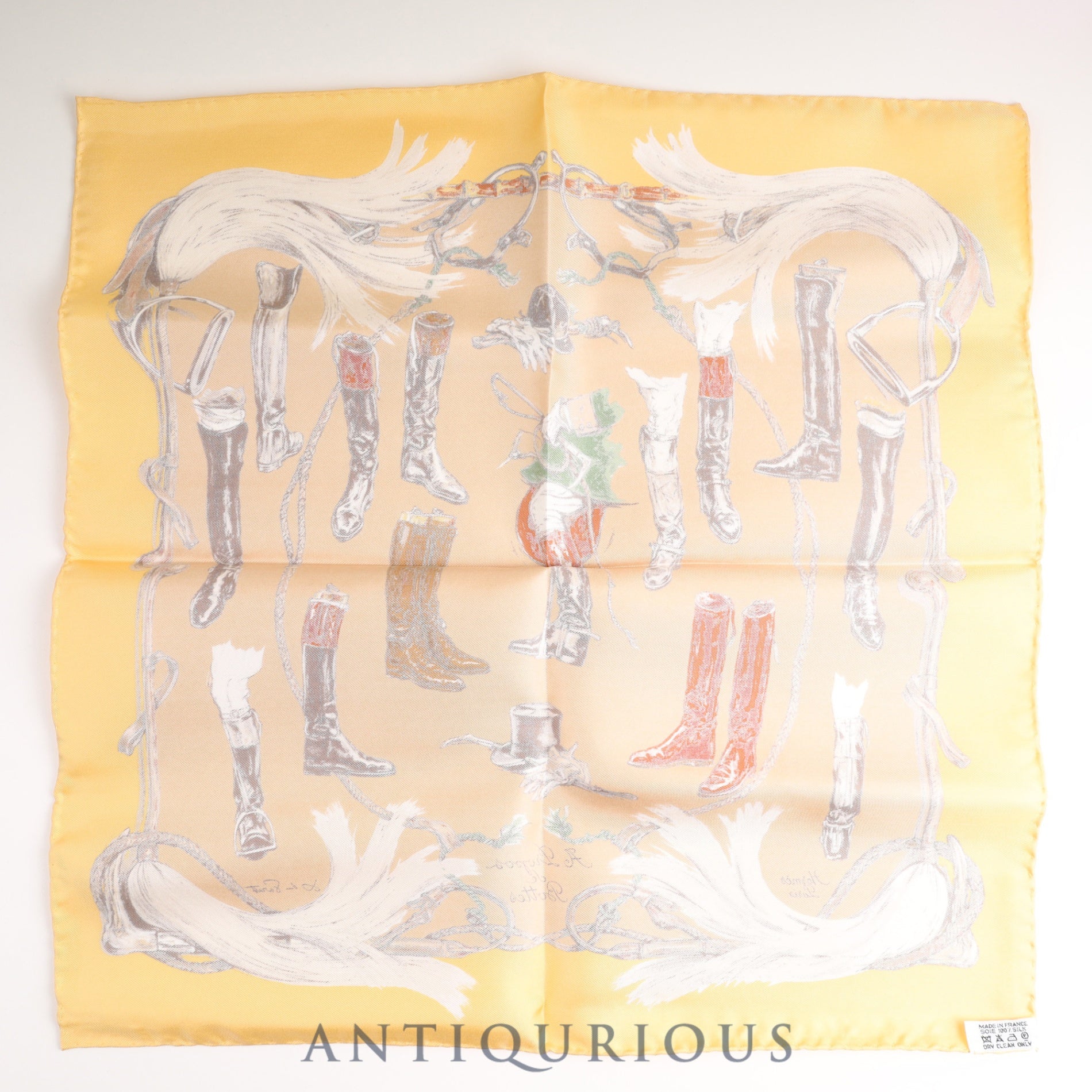 エルメス スカーフ カレ45 A PROPOS DE BOTTES ブーツ柄 SILK100% 箱 カード