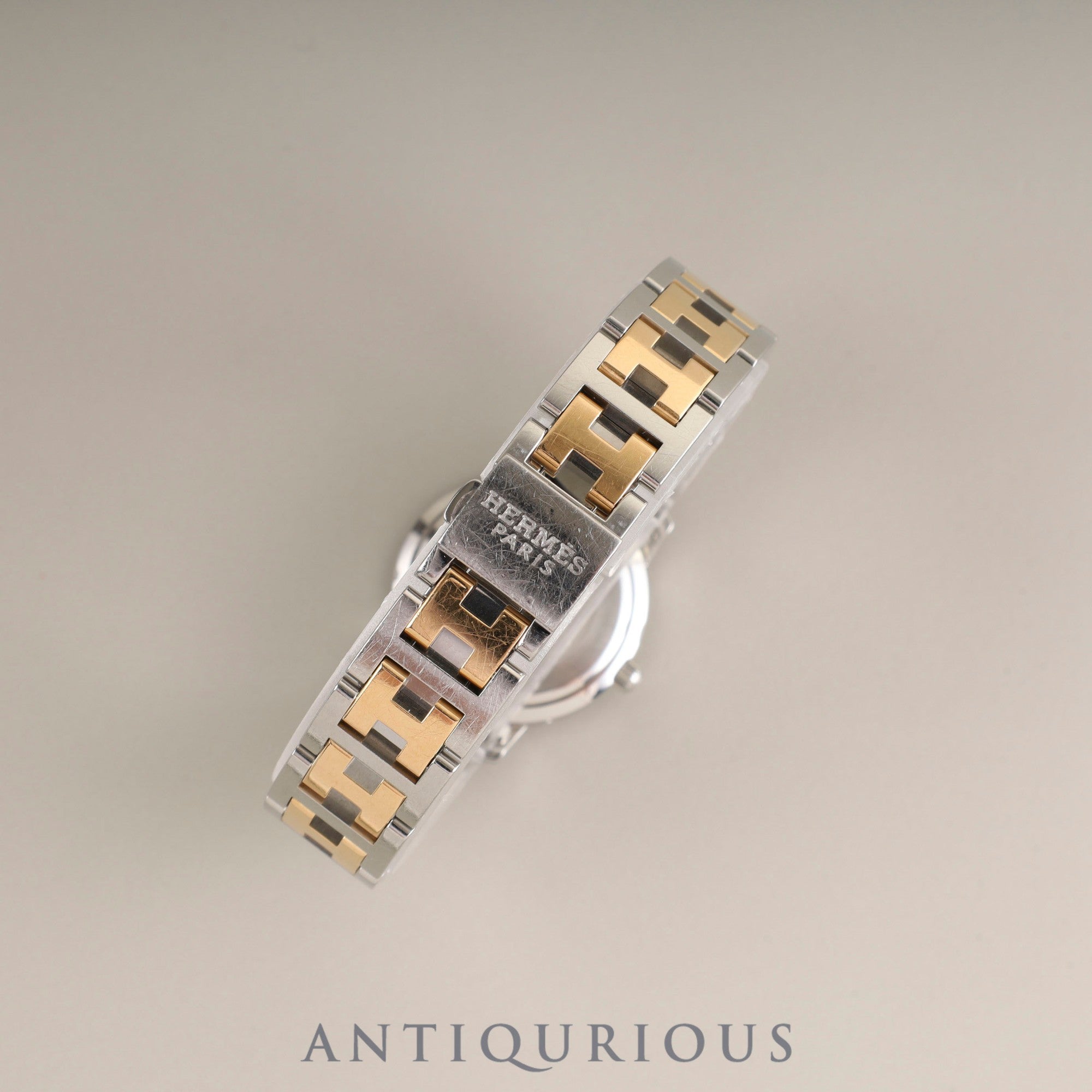 Hermes Clipper Nacle CL4.221 Quartz SS/GP Shell Arabic Dial Box Warranty Overhauled