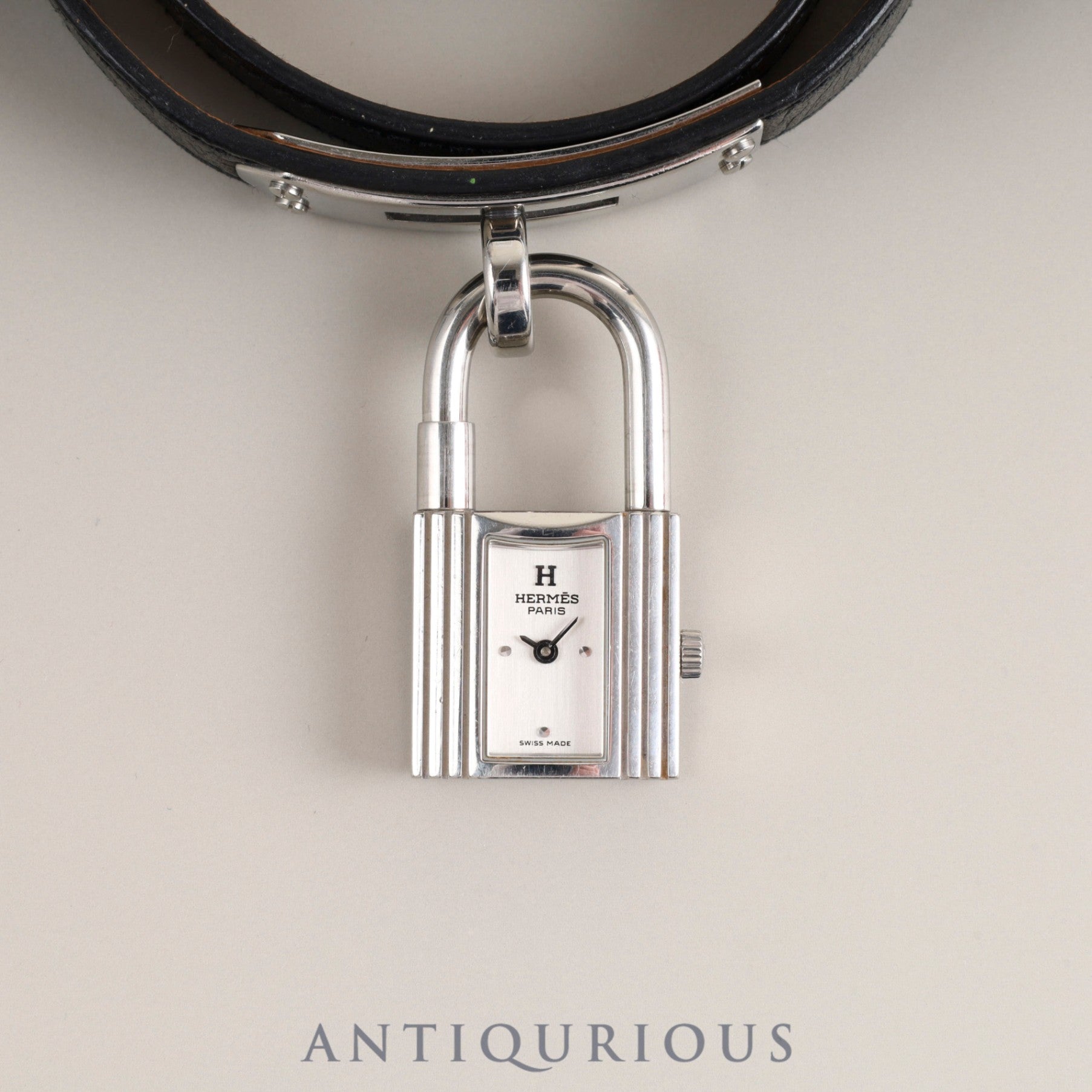 Hermes Kelly Watch KE1.210 Quartz Cal.901.001 SS Genuine leather strap (□F stamp: 2002) Genuine buckle (SS) Silver dial Box Booklet Card Warranty (2004) Overhauled