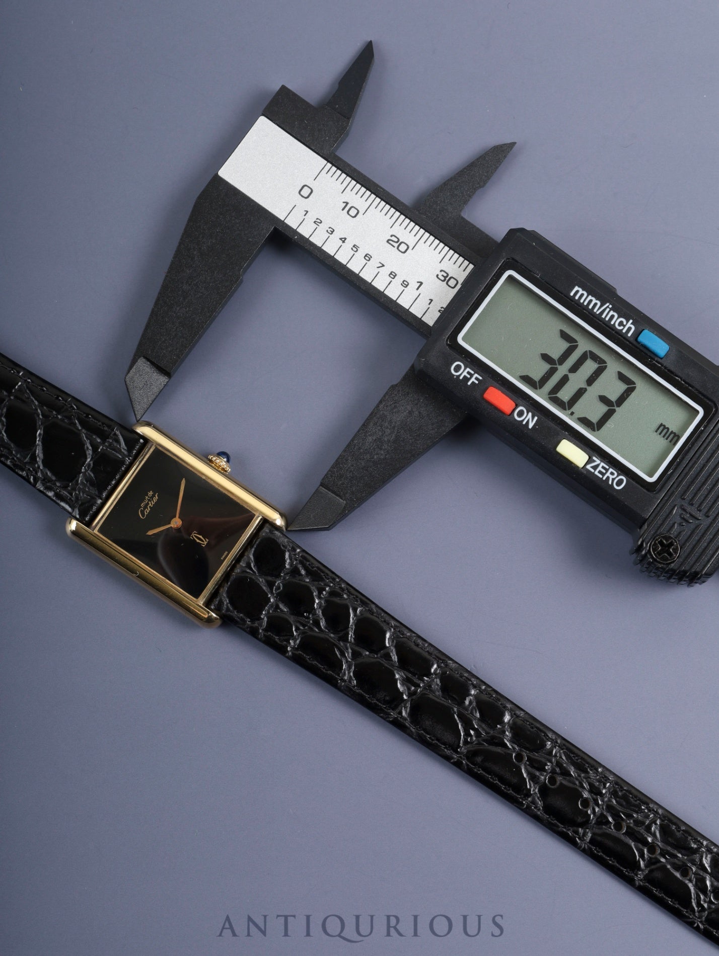 Cartier Must Tank LM Manual Winding Cal. 78-1 SV925 Leather Genuine Buckle (GP) Onyx Dial Box Booklet Warranty (1981) Overhauled