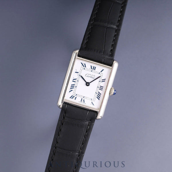Cartier Must Tank LM 690006 Quartz Cal.690 SV925 Leather Genuine Buckle (SS) White Roman Dial Overhauled