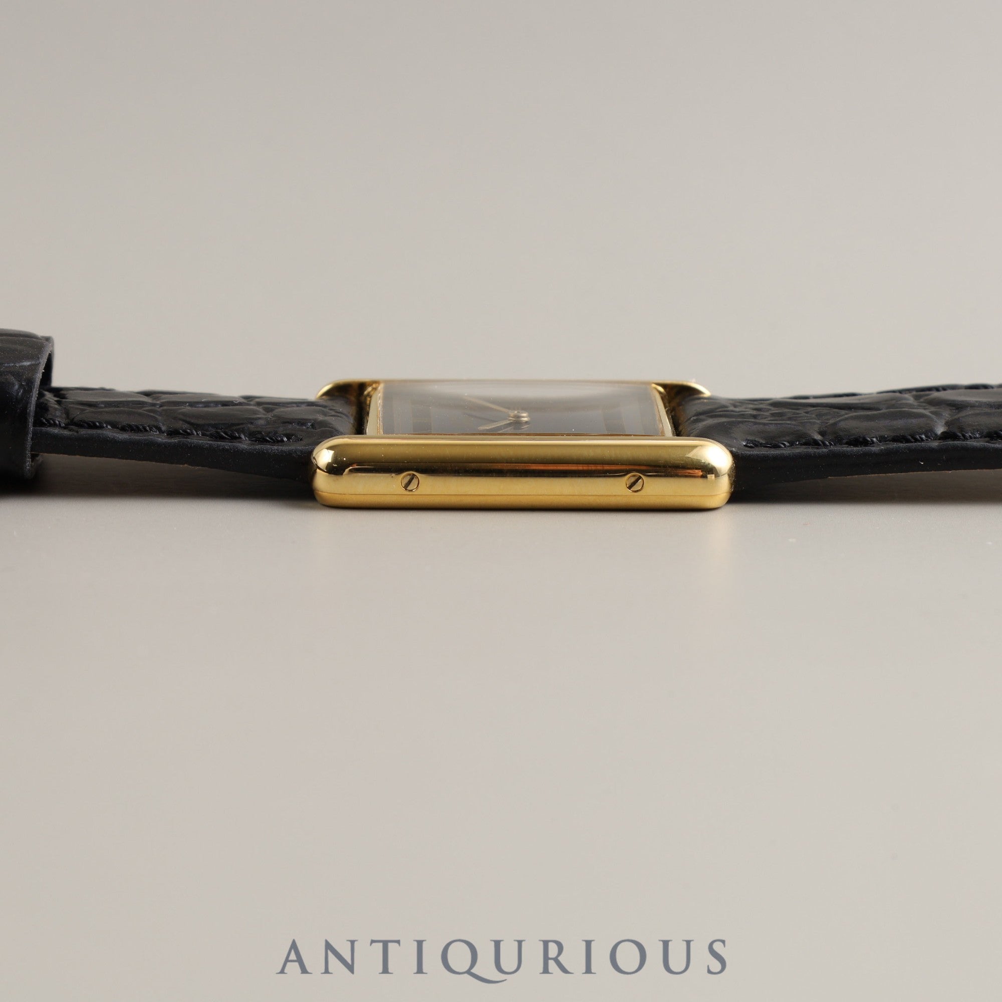 Cartier Must Tank LM QZ 6 81006 Cal.81 925 Leather Genuine Buckle (GP) Grey Roman Dial Overhauled