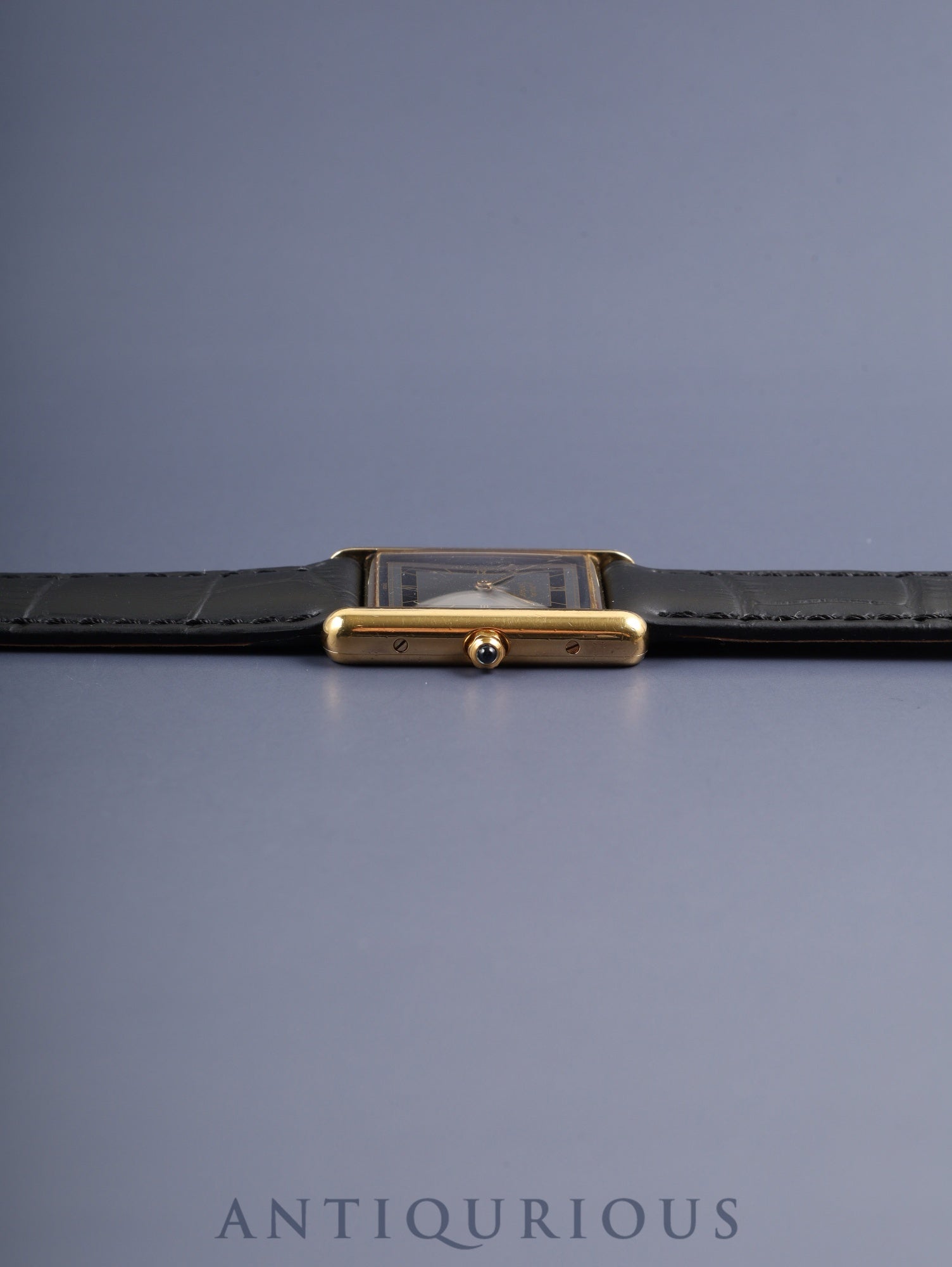 カルティエ マストタンク LM 6 81006 クォーツ Cal.81 SV925 革 純正尾錠(GP) グレー飛びローマン文字盤 オーバーホール済み