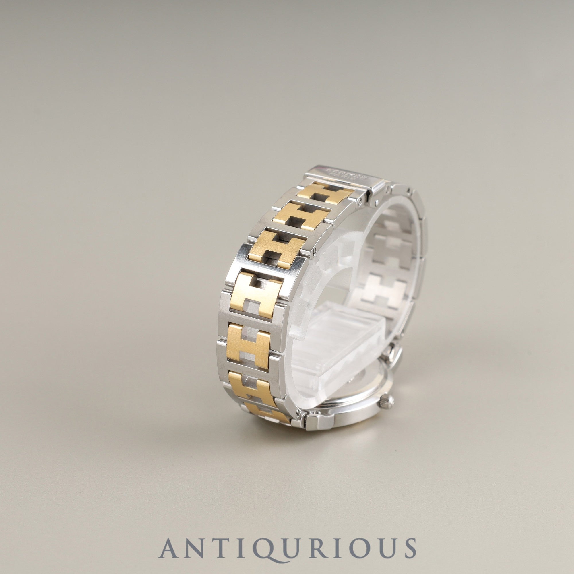 エルメス クリッパー オーバル CO1.520.220 / 3280 クォーツ Cal.976.001 SS/GP ホワイトギョーシェ文字盤 箱 保証書 (2008年)オーバーホール済み