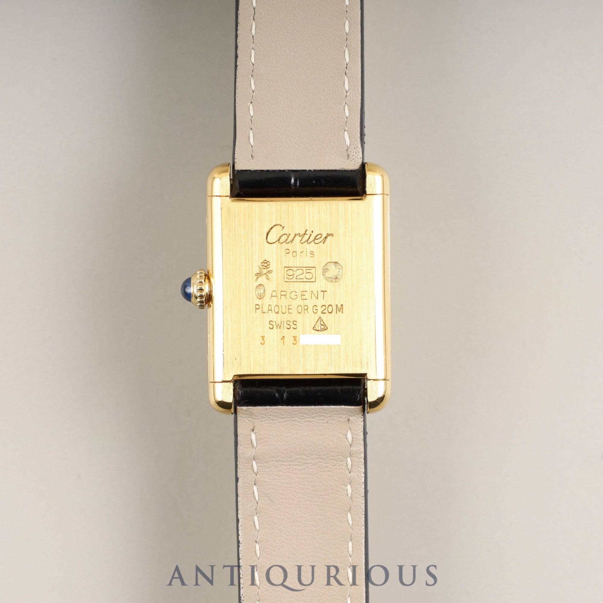 Cartier Must Tank SM Manual winding Cal.78-1 SV925 Leather Genuine buckle (GP) Ivory Roman dial Overhauled