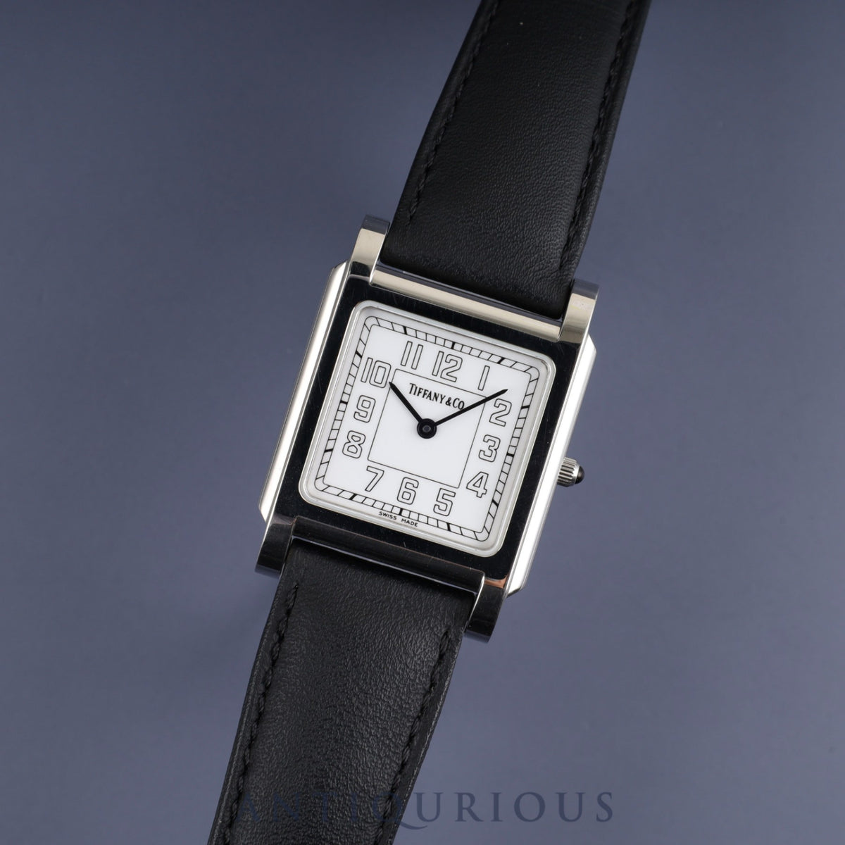 Tiffany Classic Square 525.1030 Quartz Cal.901.001 SS Genuine leather strap Genuine buckle (SS) White Arabic dial Overhauled