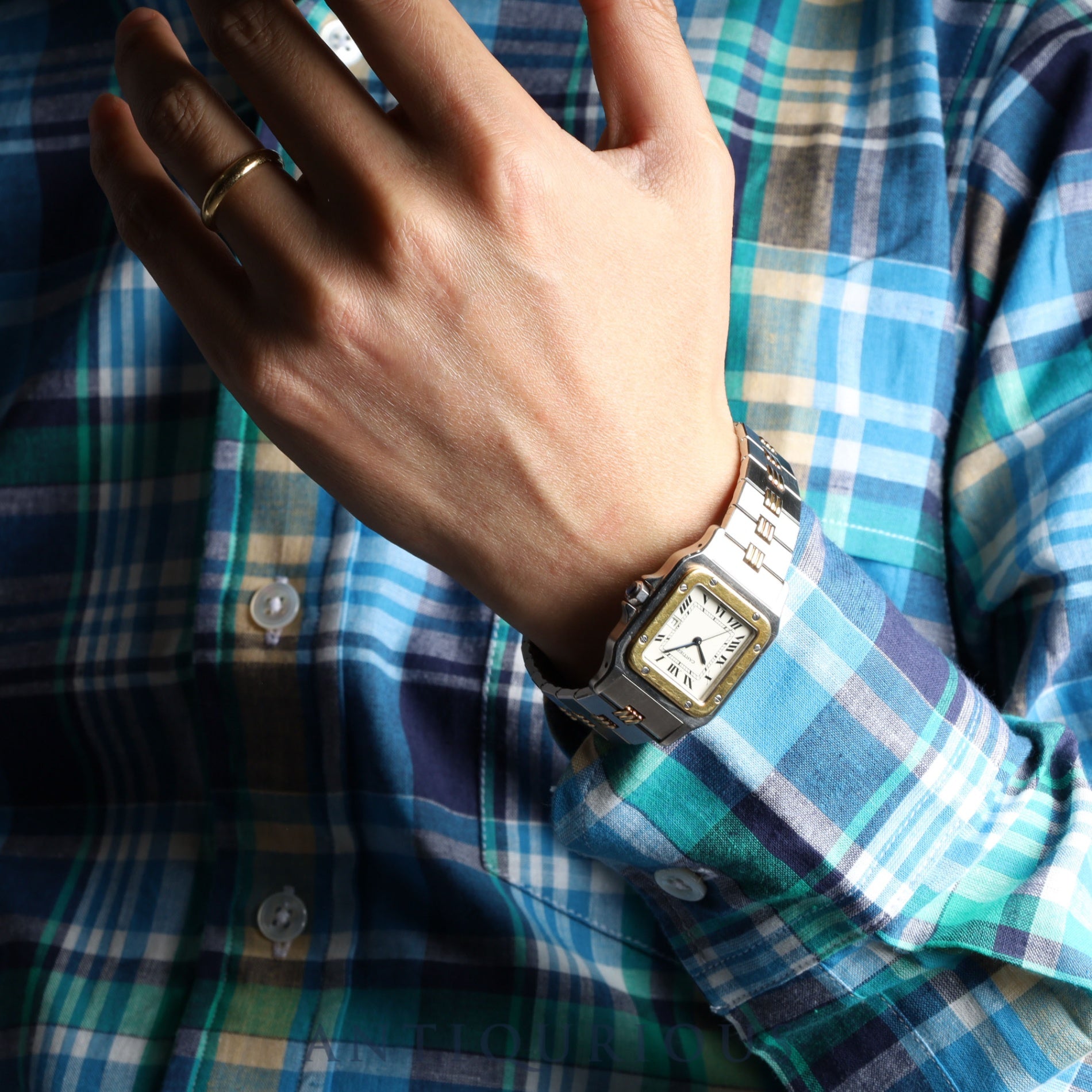 Cartier Santos Galbee LM 2961 Automatic SS/YG SS/YG Godron bracelet Ivory dial Overhauled