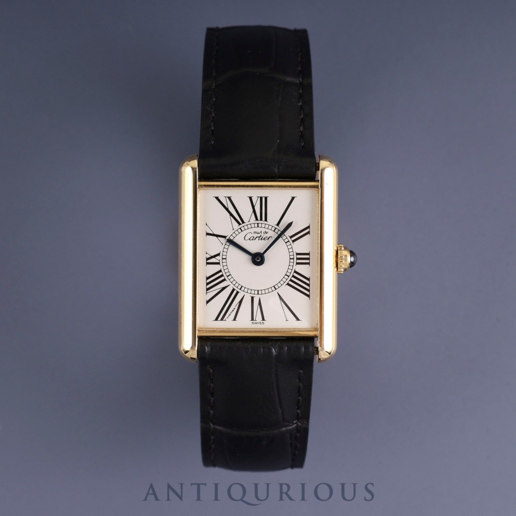カルティエ マストタンク LM 1615 クォーツ Cal.90 SV925 革 純正Dバックル(GP) オパラン文字盤 オーバーホール済み