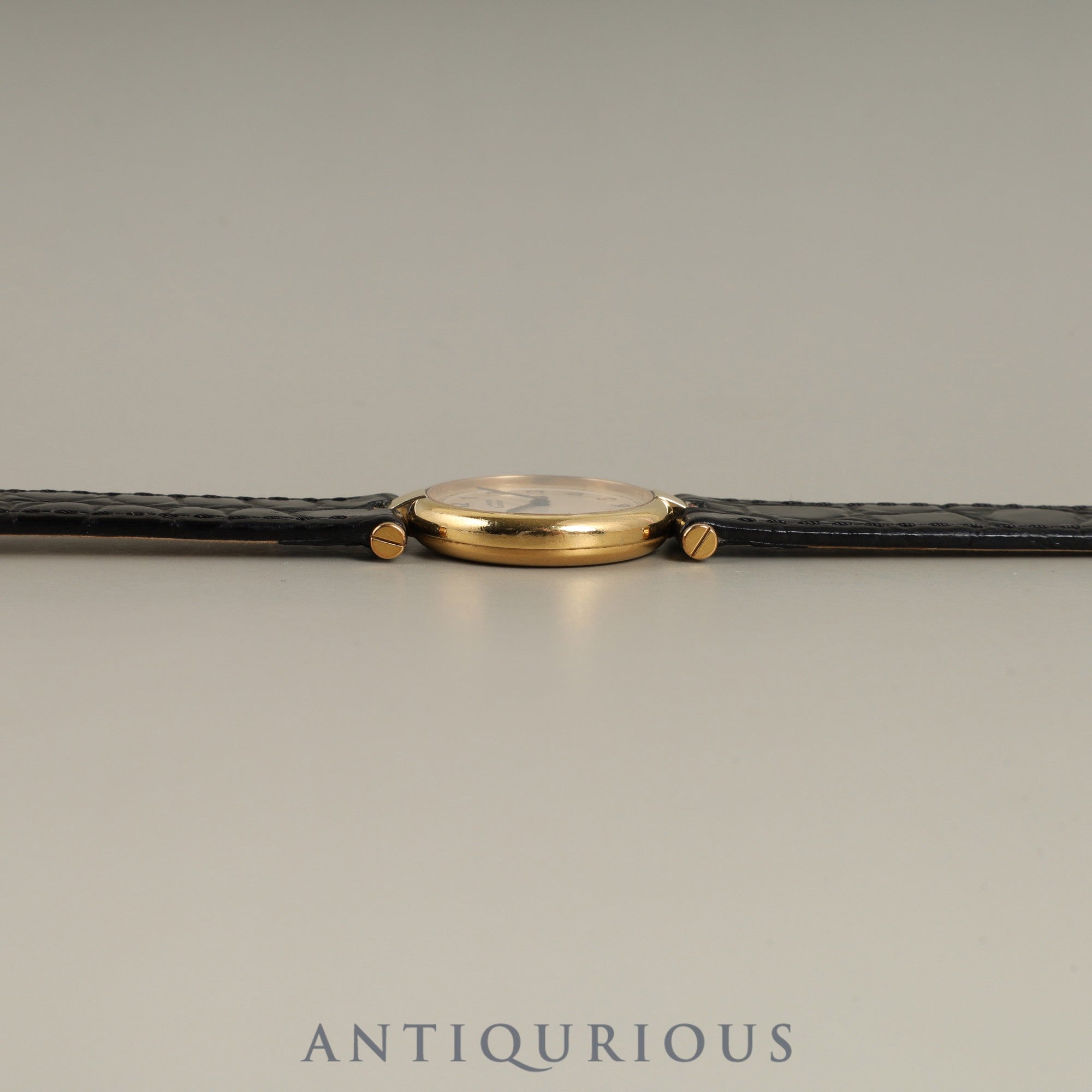 Cartier Must Vendôme VLC SM 590004 Quartz Caliber 90 SV925 Leather Strap with Genuine GP Buckle, Arabic Dial, Overhauled