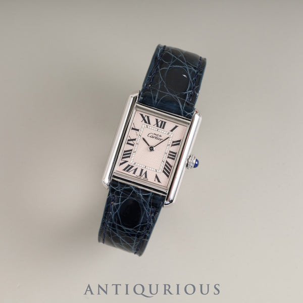 Cartier Must Tank MM 2416 Quartz Cal. 057 SV925 Genuine Leather Strap (Slightly Used) Genuine D-Buckle (Stainless Steel) Pink Roman Dial Christmas Limited Edition Overhauled