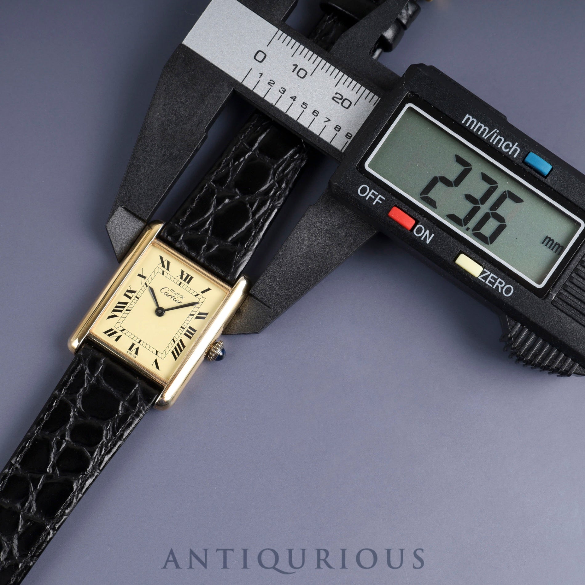 カルティエ マストタンク LM 手巻き Cal.78-1 SV925 革 純正尾錠(GP) アイボリーローマン文字盤 オーバーホール済み