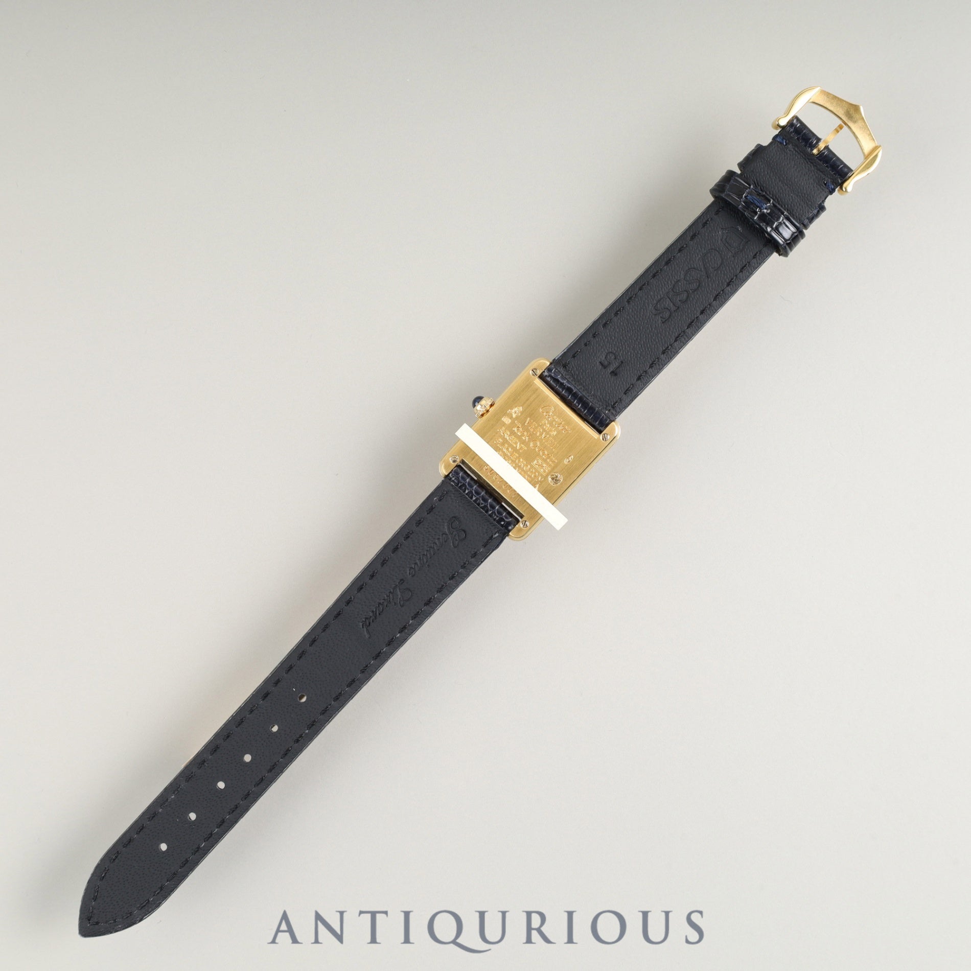 Cartier Must Tank SM W1003153 / 5057001 Quartz Caliber 057 SV925 Leather Strap with Genuine GP Buckle Ivory Roman Dial Overhauled and Finished to Look Like New