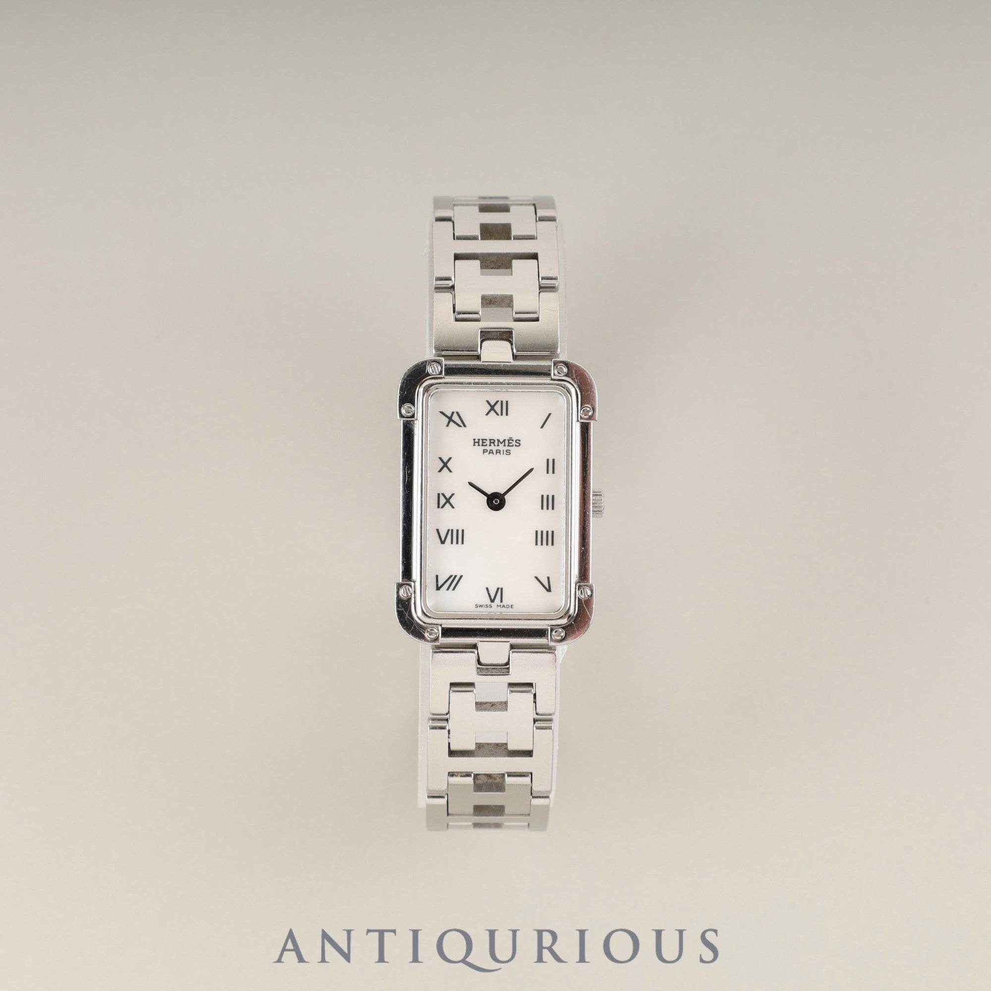 Hermès Cloajour CR2.210 Quartz Cal.976.001 Stainless Steel White Shell Dial Overhauled