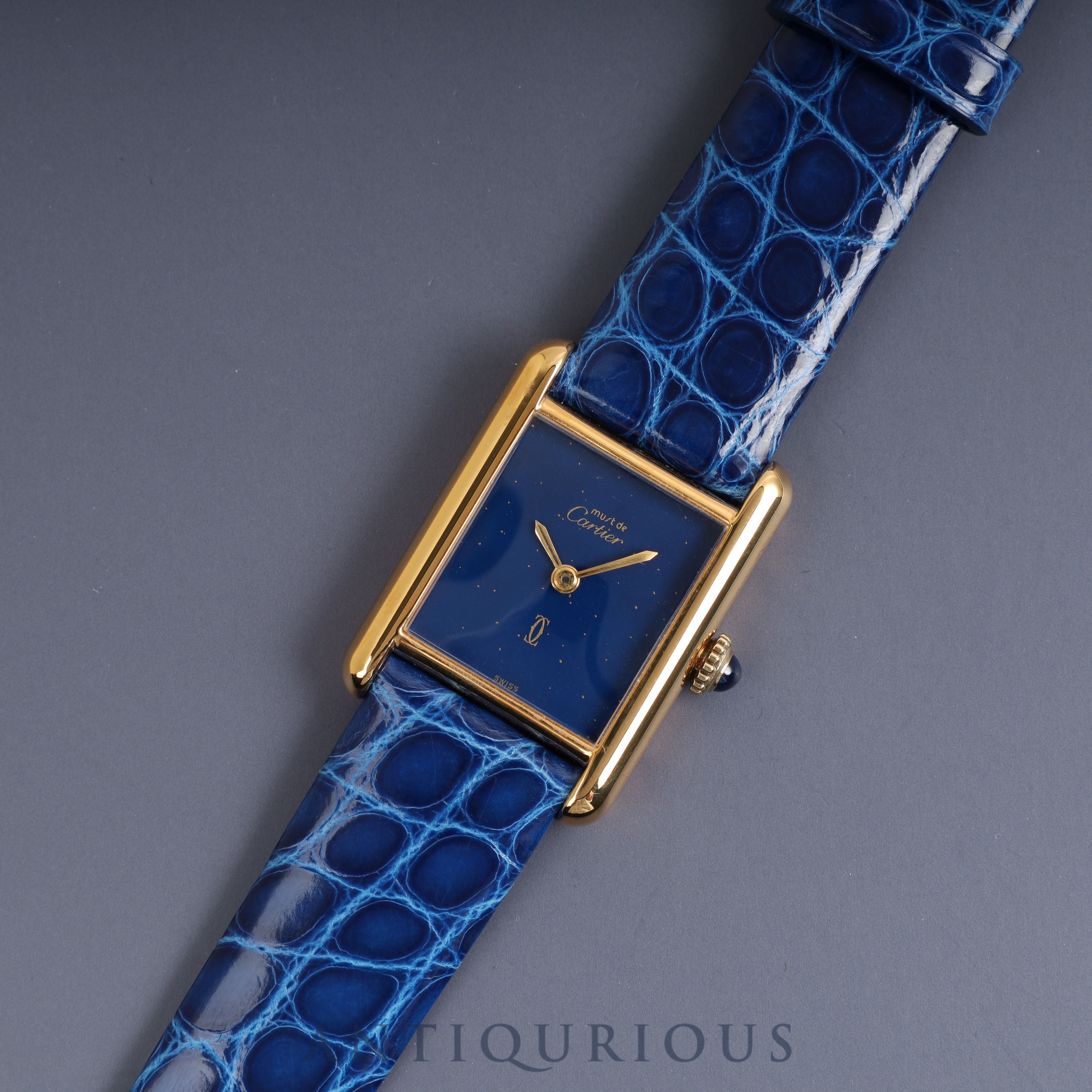 Cartier Must Tank SM Manual Winding Lapis Lazuli Dial
